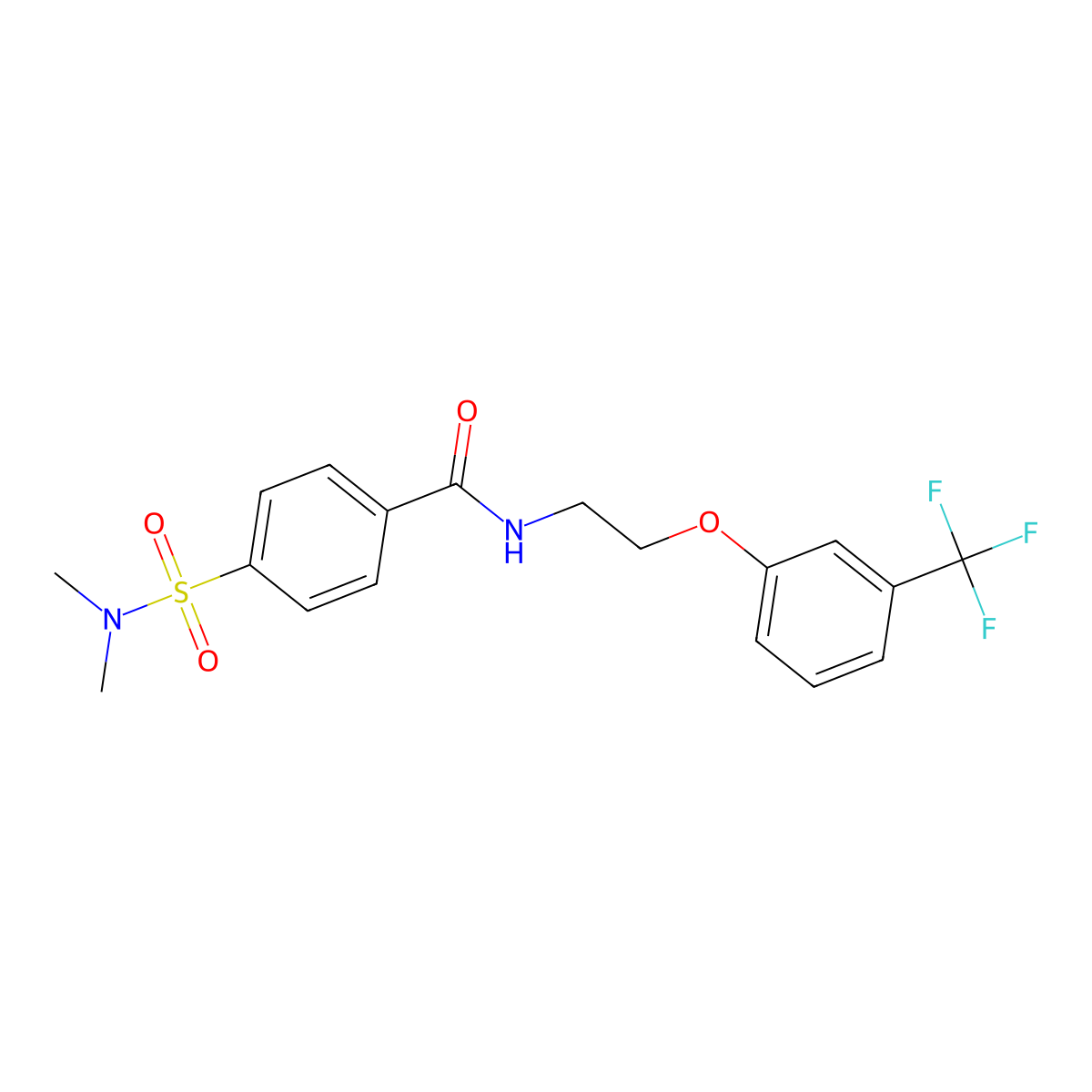 4-(N,N-dimethylsulfamoyl)-N-(2-(3-(trifluoromethyl)phenoxy)ethyl)benzamide molecular structure, CAS 1105229-58-0