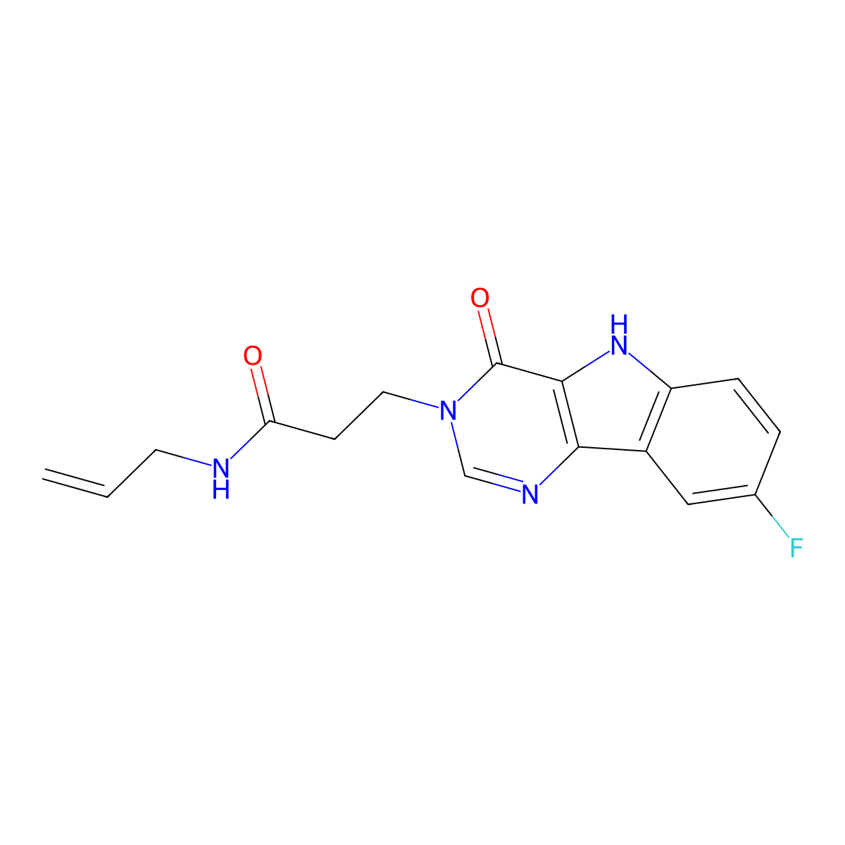 N-allyl-3-(8-fluoro-4-oxo-4,5-dihydro-3H-pyrimido[5,4-b]indol-3-yl)propanamide molecular structure, CAS 1105229-62-6