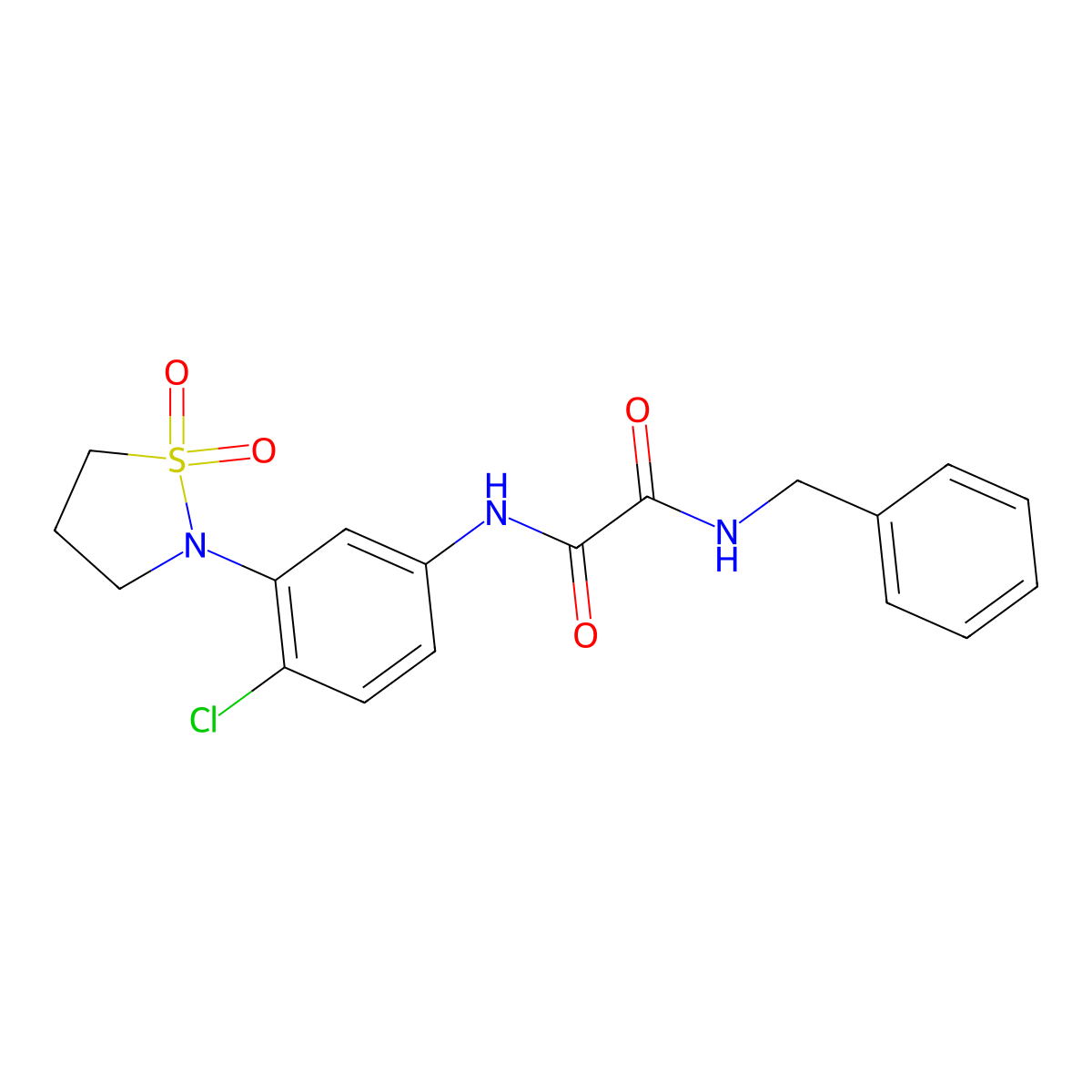 N1-benzyl-N2-(4-chloro-3-(1,1-dioxidoisothiazolidin-2-yl)phenyl)oxalamide molecular structure, CAS 1105229-65-9