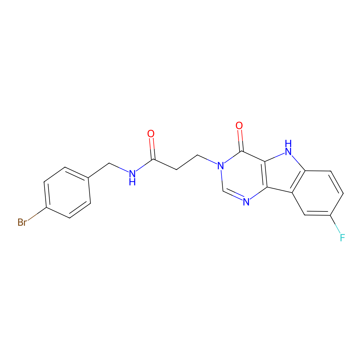 N-(4-bromobenzyl)-3-(8-fluoro-4-oxo-4,5-dihydro-3H-pyrimido[5,4-b]indol-3-yl)propanamide molecular structure, CAS 1105229-70-6