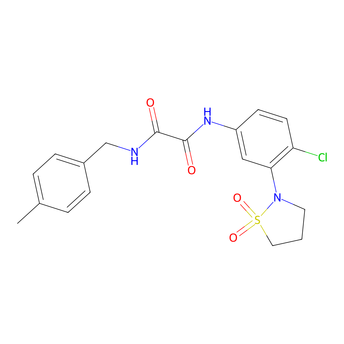 N-[4-chloro-3-(1,1-dioxo-1lambda6,2-thiazolidin-2-yl)phenyl]-N'-[(4-methylphenyl)methyl]ethanediamide molecular structure, CAS 1105229-73-9