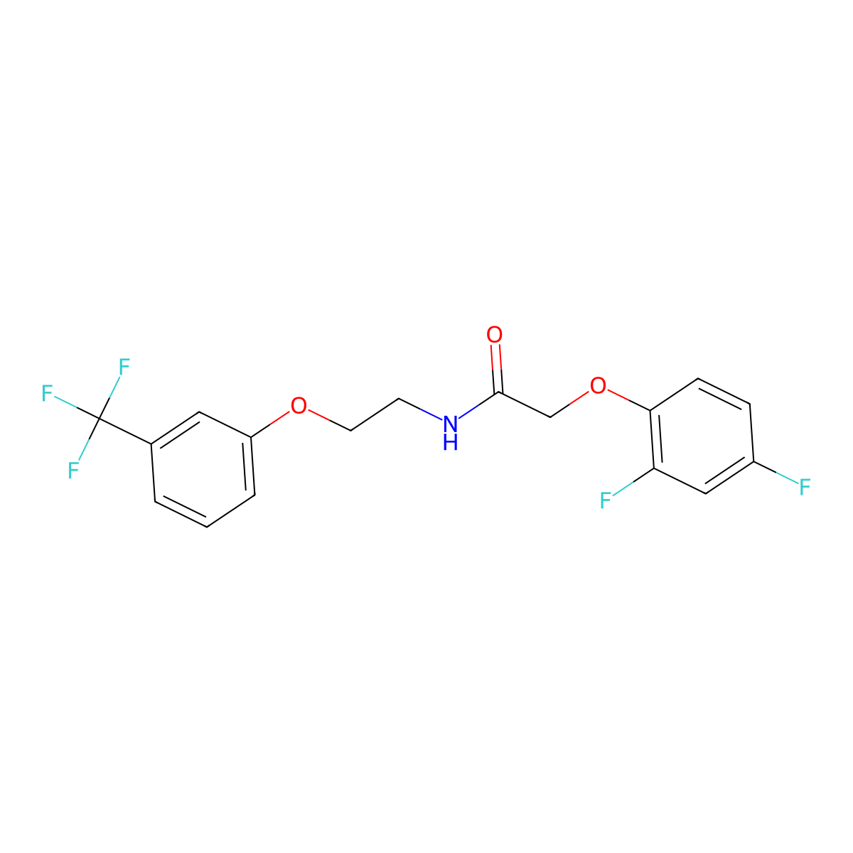 2-(2,4-difluorophenoxy)-N-{2-[3-(trifluoromethyl)phenoxy]ethyl}acetamide molecular structure, CAS 1105229-74-0