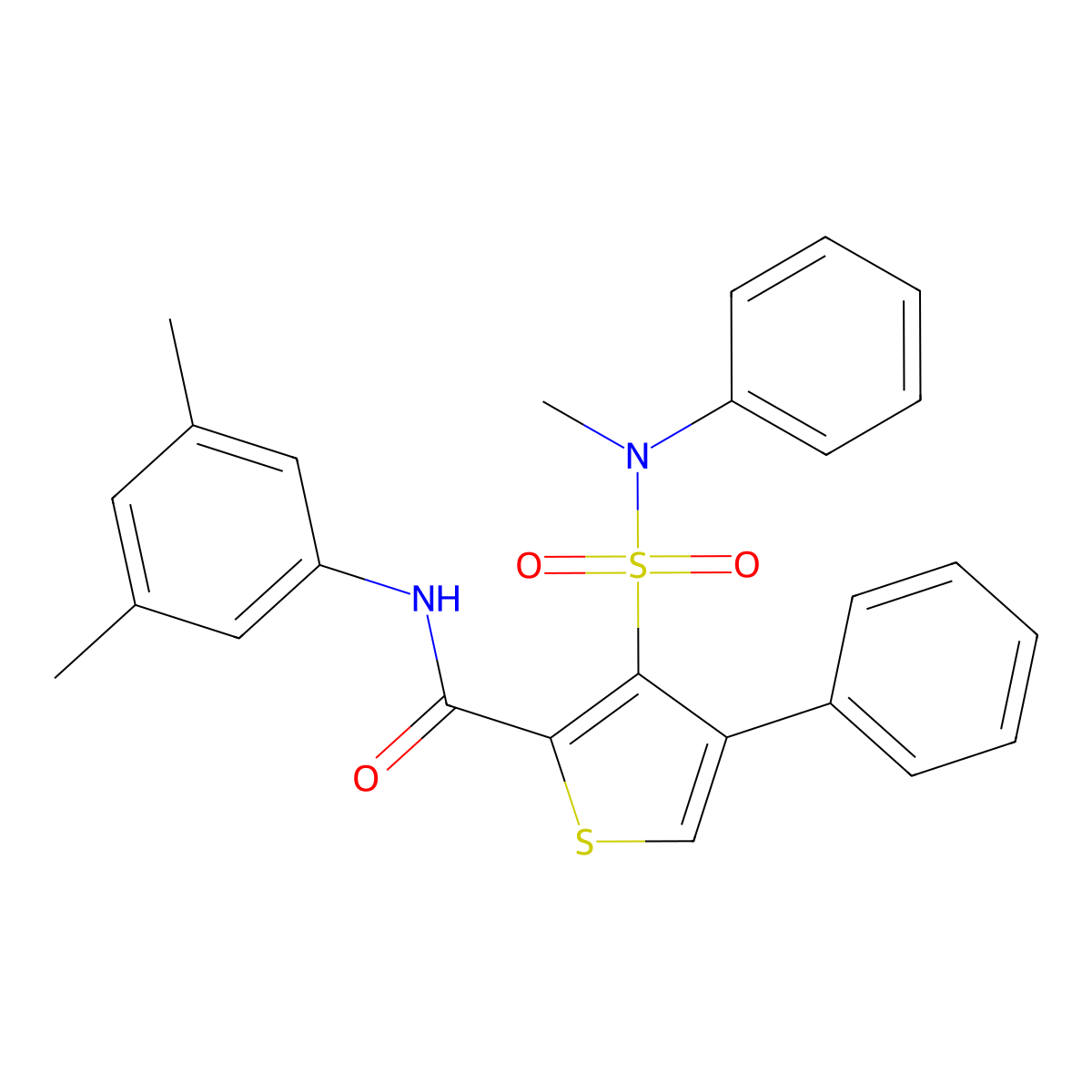 N-(3,5-dimethylphenyl)-3-[methyl(phenyl)sulfamoyl]-4-phenylthiophene-2-carboxamide molecular structure, CAS 1105229-78-4
