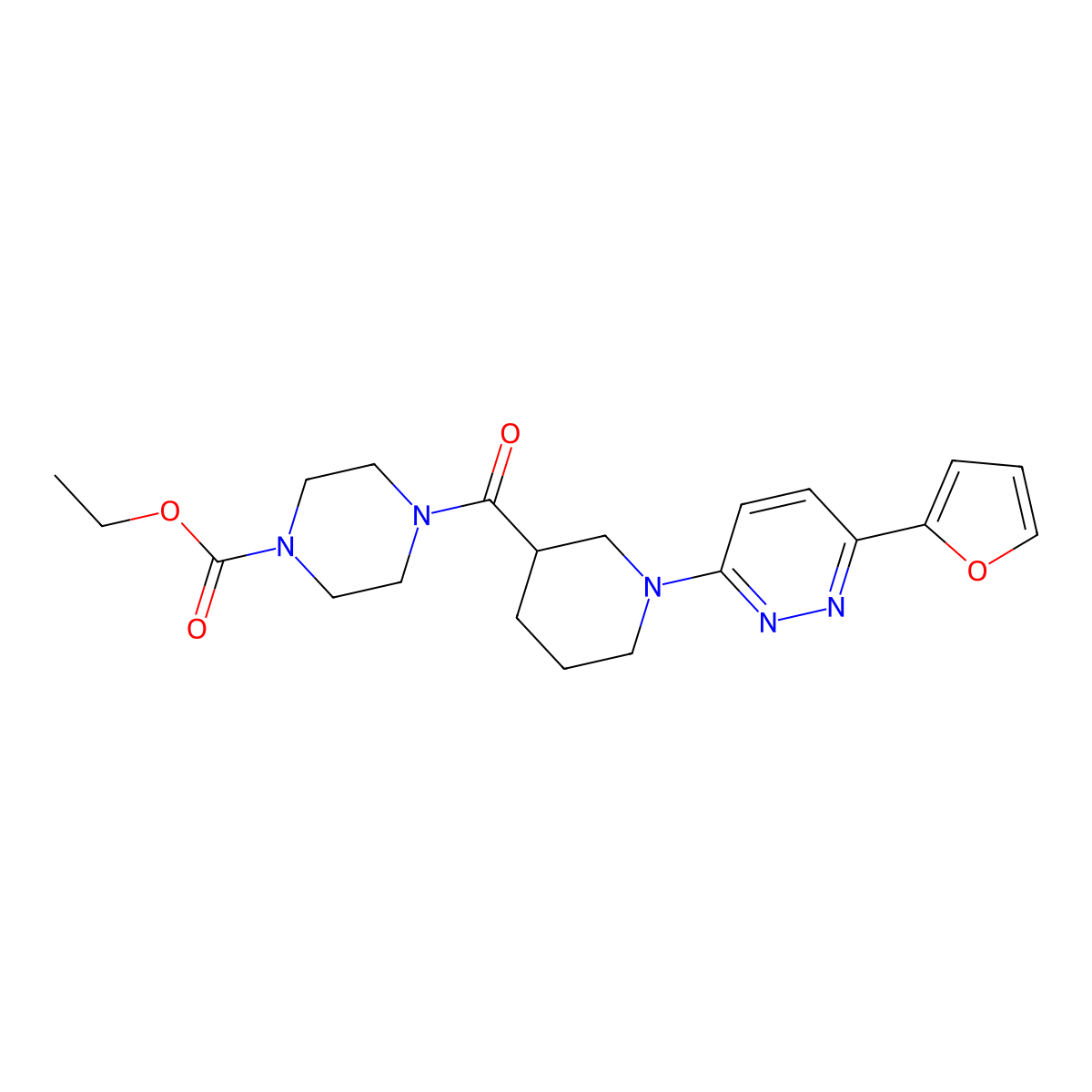 Ethyl 4-{1-[6-(furan-2-yl)pyridazin-3-yl]piperidine-3-carbonyl}piperazine-1-carboxylate molecular structure, CAS 1105229-80-8