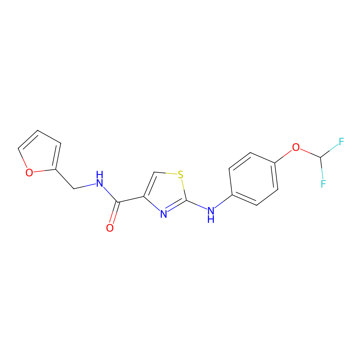 2-((4-(difluoromethoxy)phenyl)amino)-N-(furan-2-ylmethyl)thiazole-4-carboxamide molecular structure, CAS 1105229-84-2