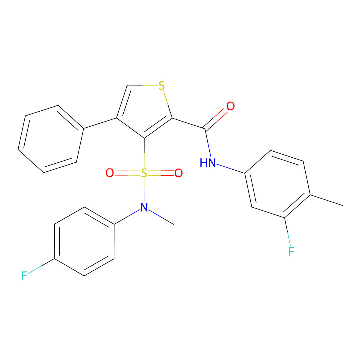 N-(3-fluoro-4-methylphenyl)-3-[(4-fluorophenyl)(methyl)sulfamoyl]-4-phenylthiophene-2-carboxamide molecular structure, CAS 1105229-86-4