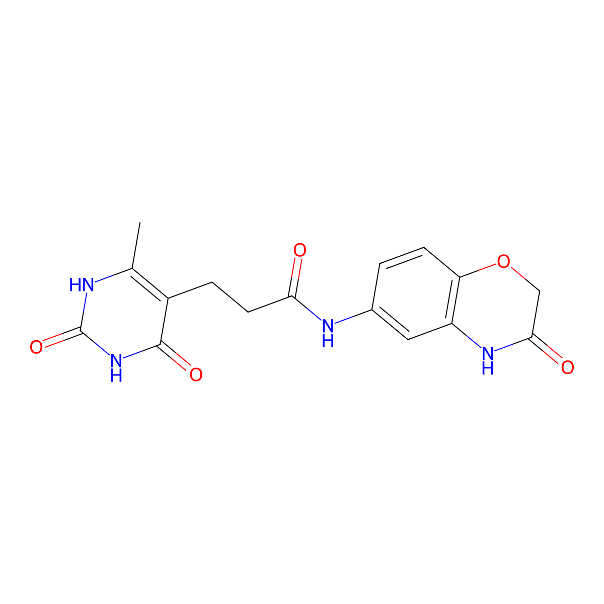 3-(6-methyl-2,4-dioxo-1,2,3,4-tetrahydropyrimidin-5-yl)-N-(3-oxo-3,4-dihydro-2H-benzo[b][1,4]oxazin-6-yl)propanamide molecular structure, CAS 1105229-91-1