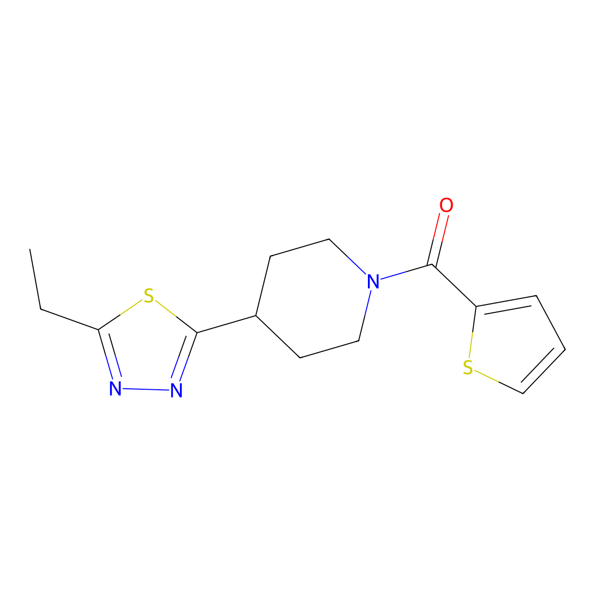 4-(5-Ethyl-1,3,4-thiadiazol-2-yl)-1-(thiophene-2-carbonyl)piperidine molecular structure, CAS 1105229-95-5