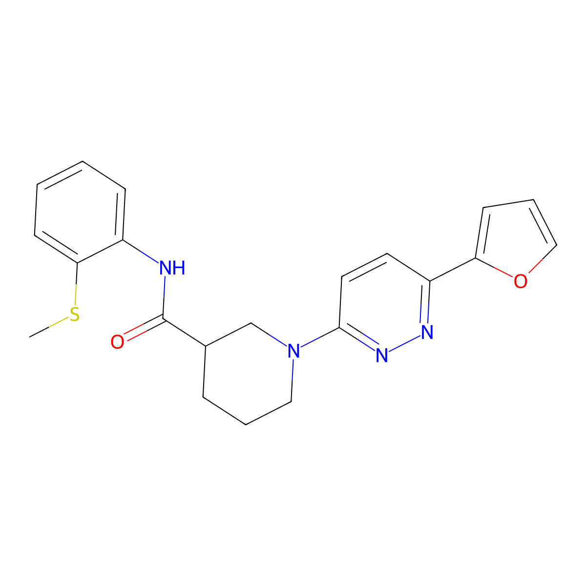 1-(6-(furan-2-yl)pyridazin-3-yl)-N-(2-(methylthio)phenyl)piperidine-3-carboxamide molecular structure, CAS 1105229-96-6
