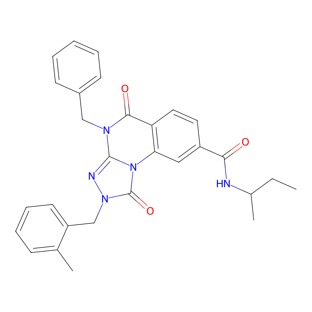 4-benzyl-N-(sec-butyl)-2-(2-methylbenzyl)-1,5-dioxo-1,2,4,5-tetrahydro-[1,2,4]triazolo[4,3-a]quinazoline-8-carboxamide molecular structure, CAS 1105230-02-1