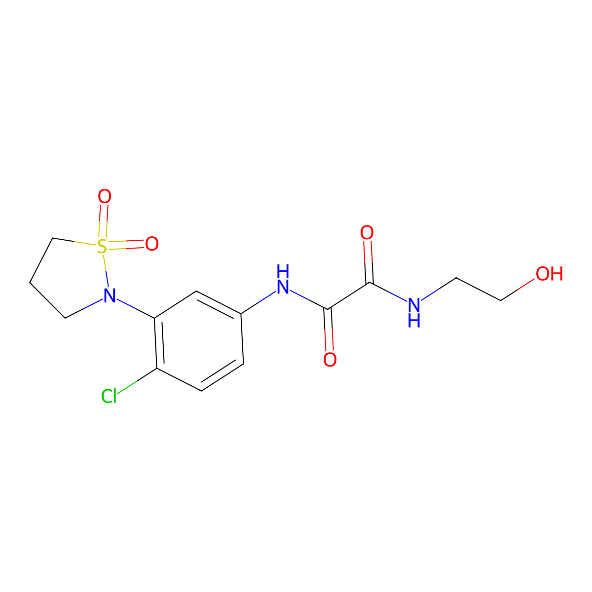 N1-(4-chloro-3-(1,1-dioxidoisothiazolidin-2-yl)phenyl)-N2-(2-hydroxyethyl)oxalamide molecular structure, CAS 1105230-05-4