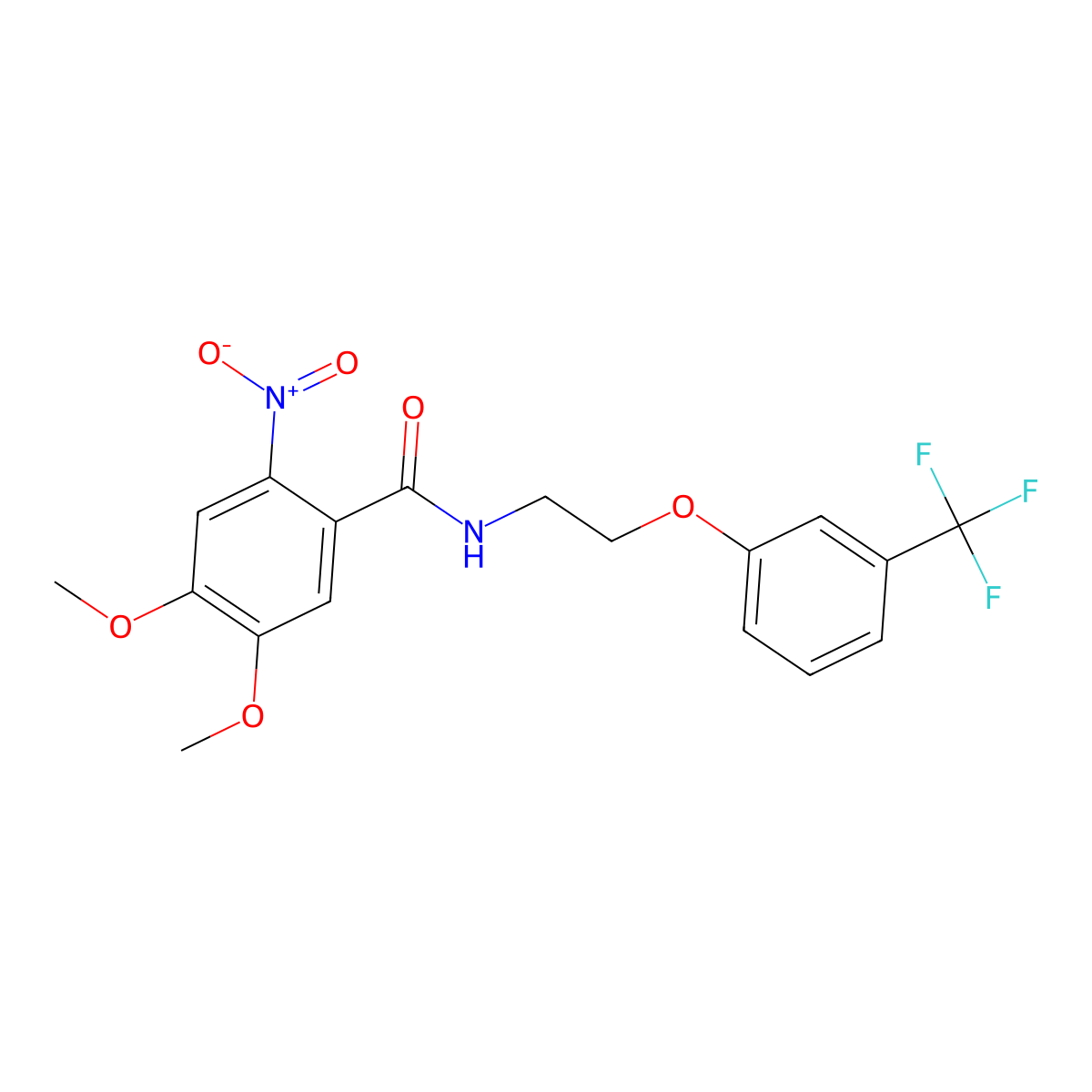 4,5-dimethoxy-2-nitro-N-{2-[3-(trifluoromethyl)phenoxy]ethyl}benzamide molecular structure, CAS 1105230-06-5