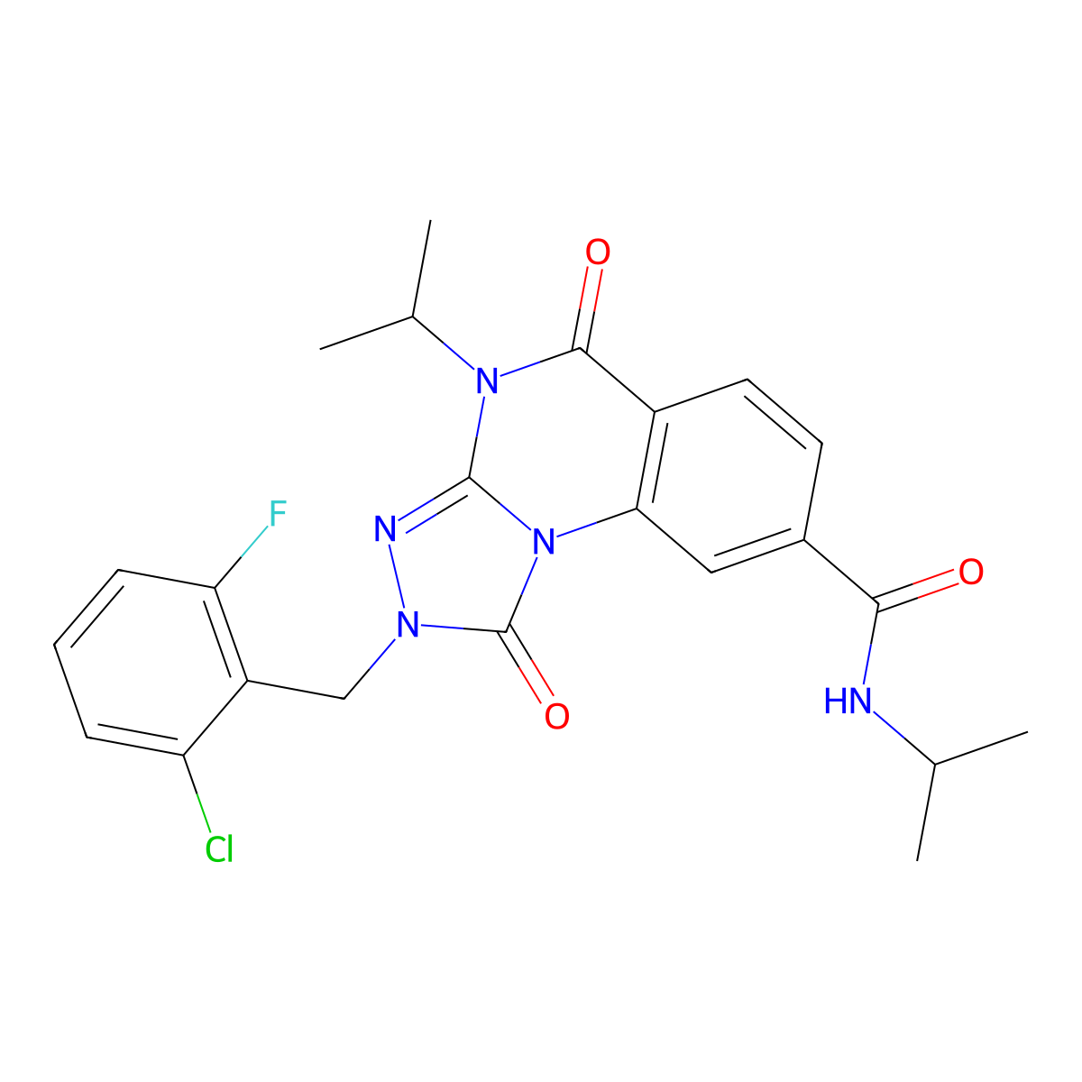 2-[(2-chloro-6-fluorophenyl)methyl]-1,5-dioxo-N,4-bis(propan-2-yl)-1H,2H,4H,5H-[1,2,4]triazolo[4,3-a]quinazoline-8-carboxamide molecular structure, CAS 1105230-10-1