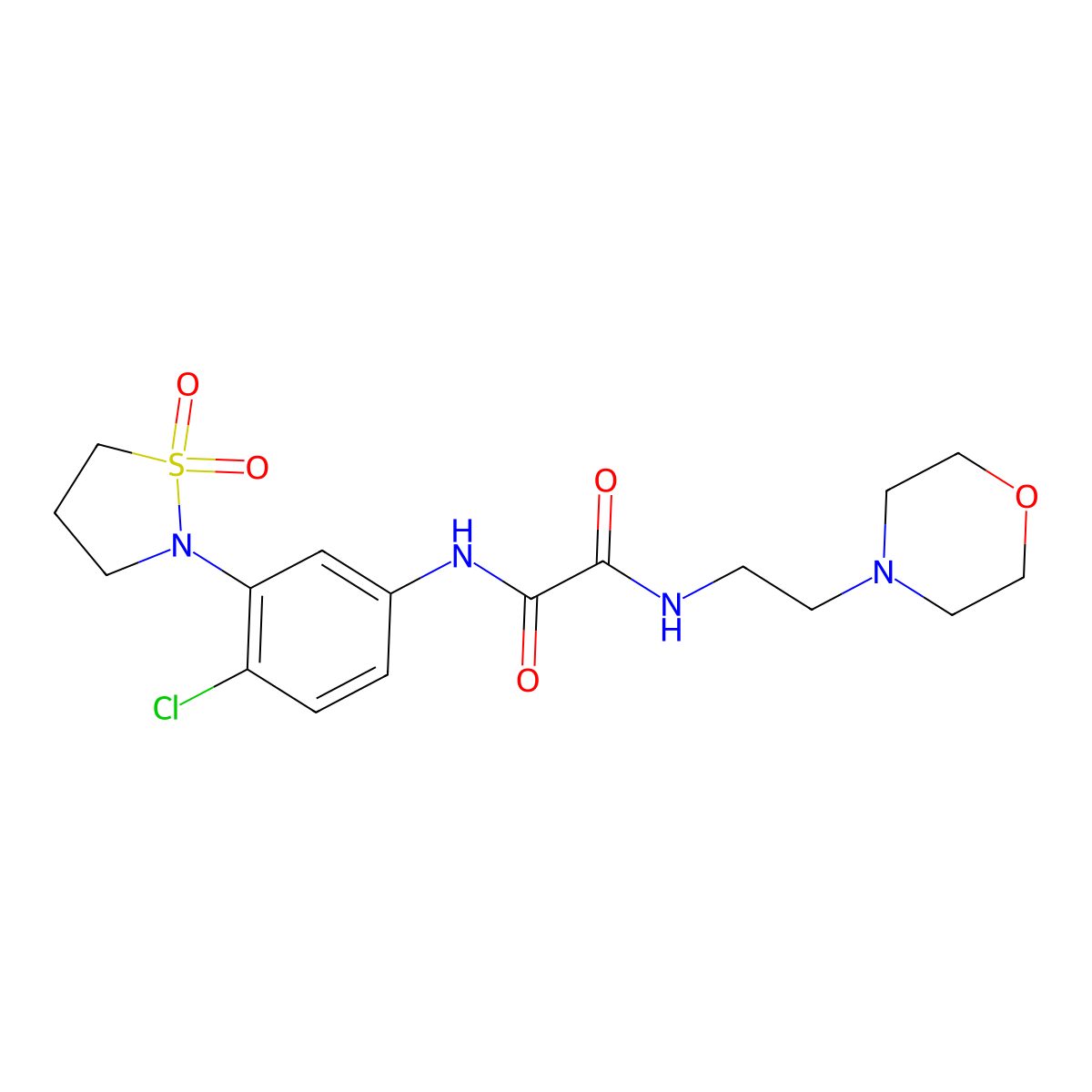 N1-(4-chloro-3-(1,1-dioxidoisothiazolidin-2-yl)phenyl)-N2-(2-morpholinoethyl)oxalamide molecular structure, CAS 1105230-13-4