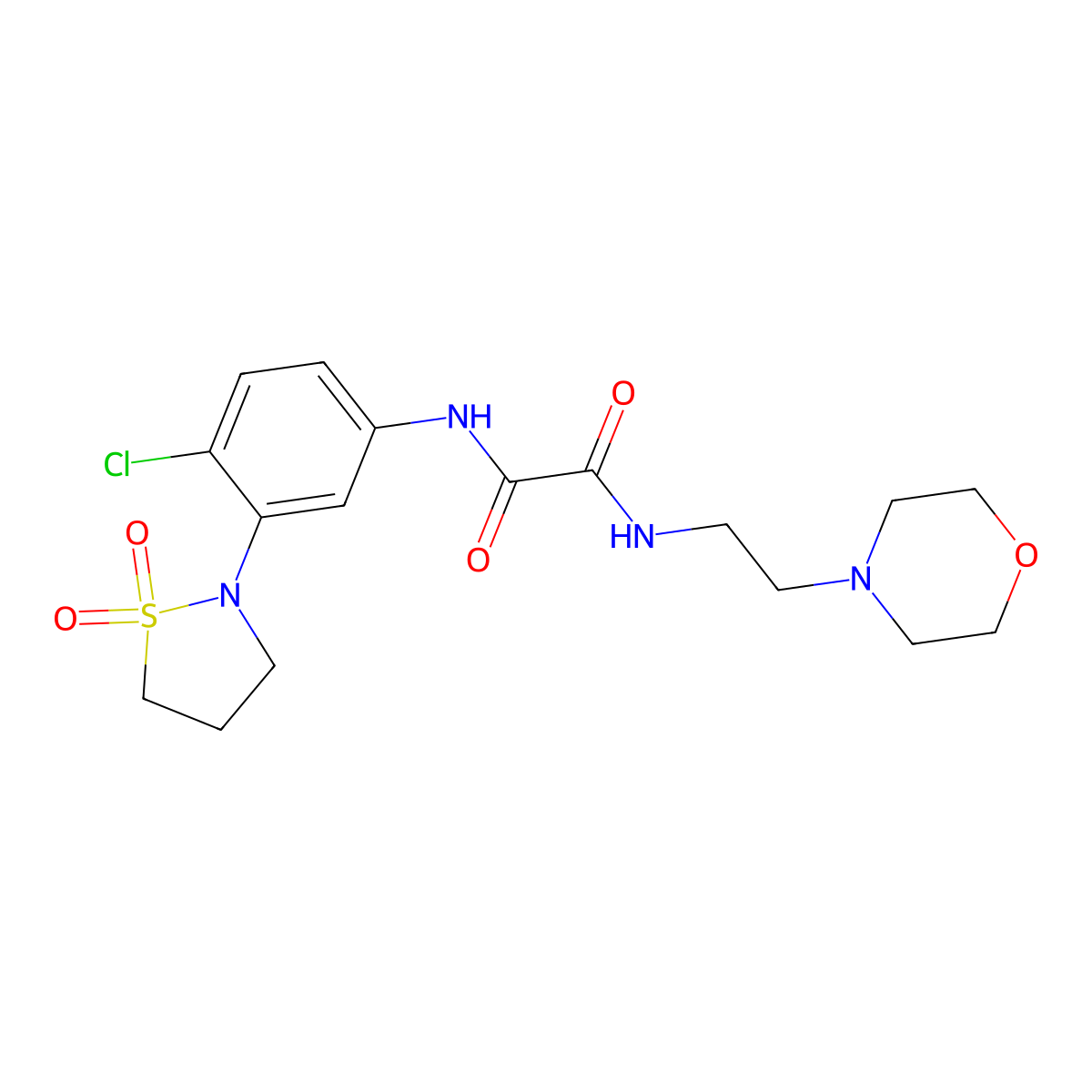 N1-(4-chloro-3-(1,1-dioxidoisothiazolidin-2-yl)phenyl)-N2-(2-morpholinoethyl)oxalamide molecular structure, CAS 1105230-13-4