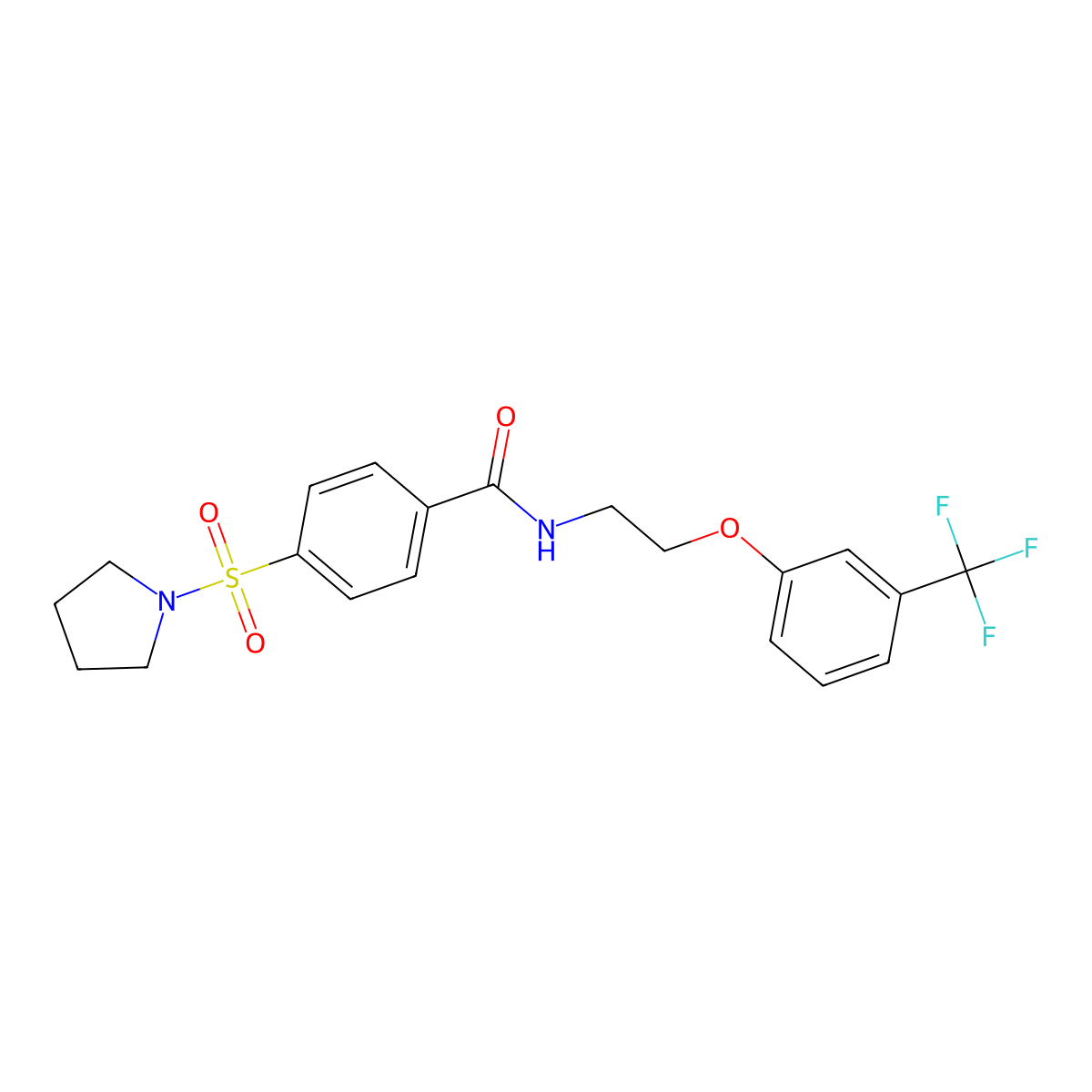 4-(pyrrolidin-1-ylsulfonyl)-N-(2-(3-(trifluoromethyl)phenoxy)ethyl)benzamide molecular structure, CAS 1105230-14-5