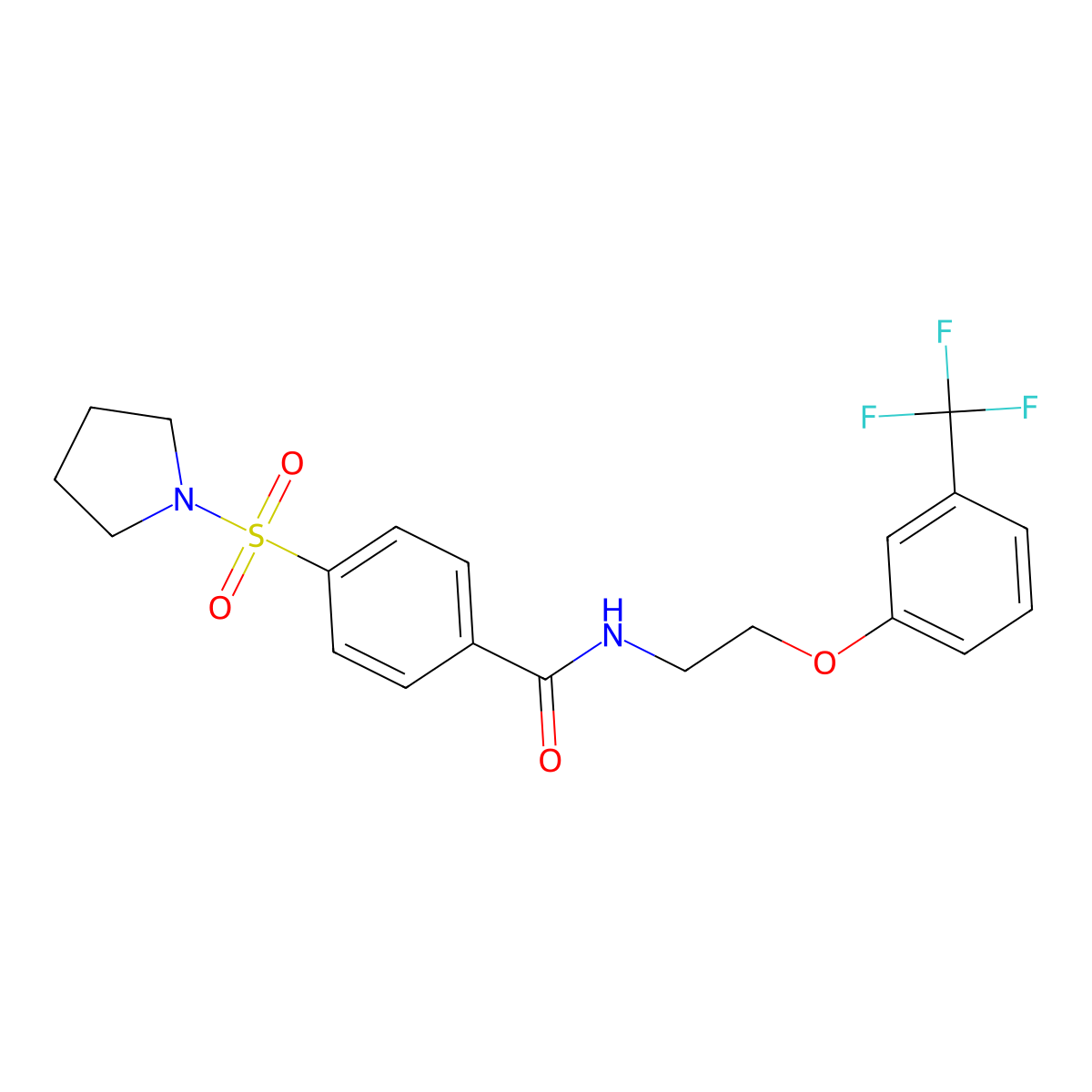 4-(pyrrolidin-1-ylsulfonyl)-N-(2-(3-(trifluoromethyl)phenoxy)ethyl)benzamide molecular structure, CAS 1105230-14-5