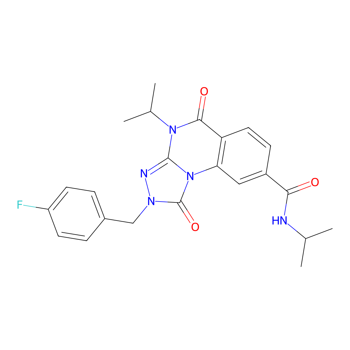 2-[(4-fluorophenyl)methyl]-1,5-dioxo-N,4-bis(propan-2-yl)-1H,2H,4H,5H-[1,2,4]triazolo[4,3-a]quinazoline-8-carboxamide molecular structure, CAS 1105230-18-9