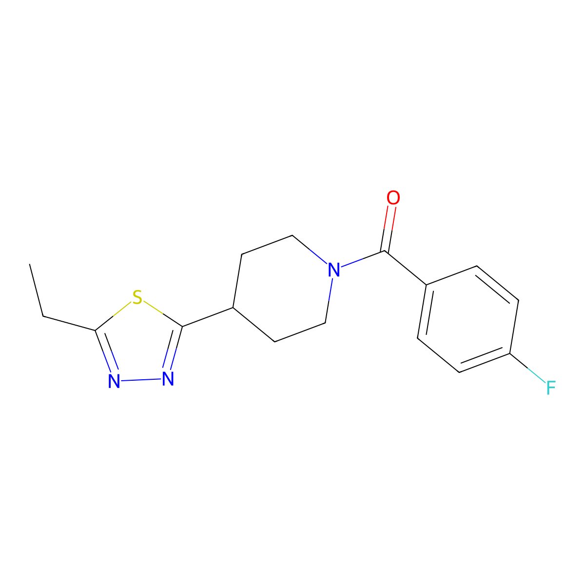 (4-(5-Ethyl-1,3,4-thiadiazol-2-yl)piperidin-1-yl)(4-fluorophenyl)methanone molecular structure, CAS 1105230-19-0