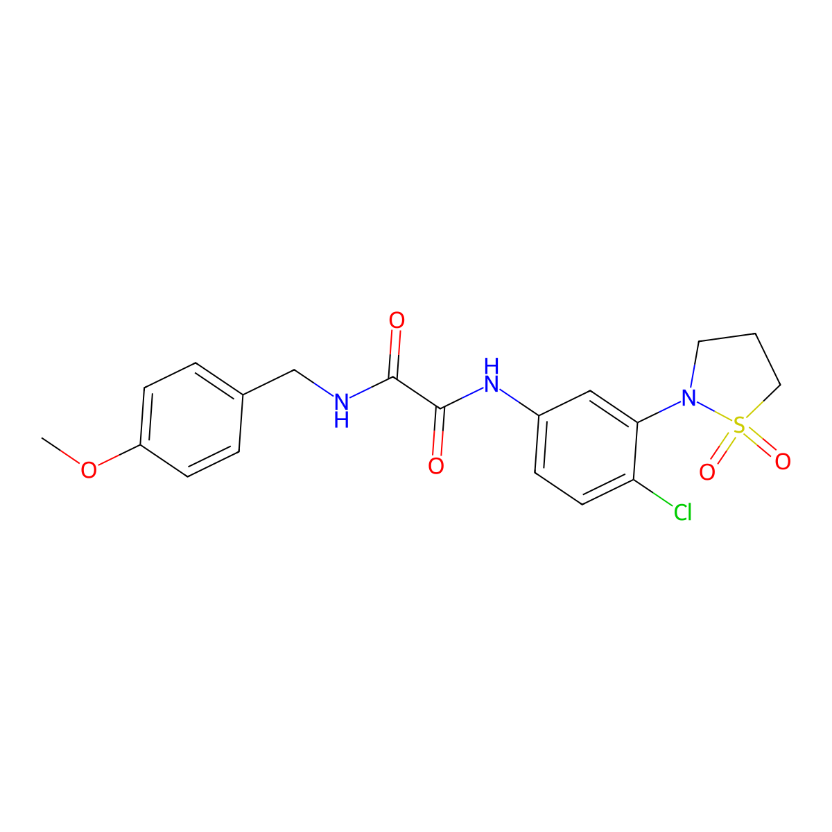 N1-(4-chloro-3-(1,1-dioxidoisothiazolidin-2-yl)phenyl)-N2-(4-methoxybenzyl)oxalamide molecular structure, CAS 1105230-21-4