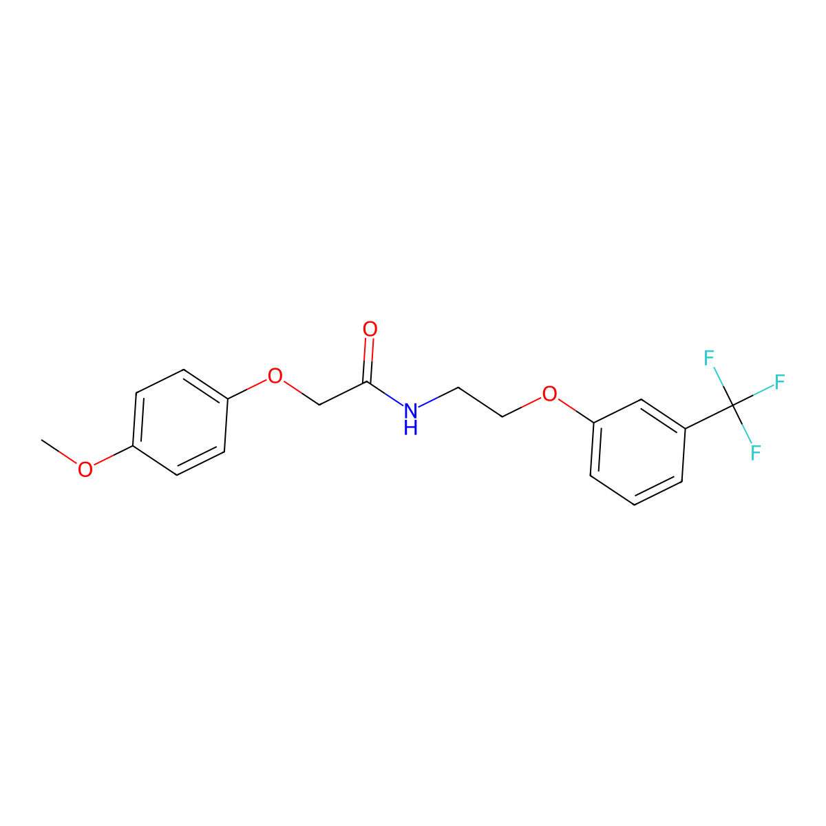 2-(4-methoxyphenoxy)-N-{2-[3-(trifluoromethyl)phenoxy]ethyl}acetamide molecular structure, CAS 1105230-22-5