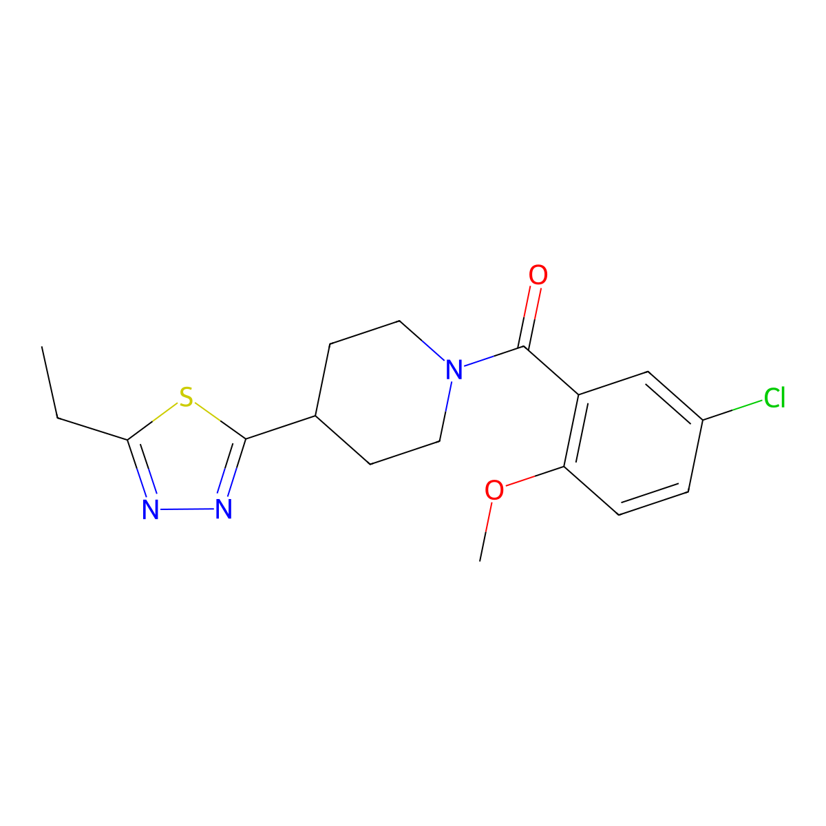 (5-Chloro-2-methoxyphenyl)(4-(5-ethyl-1,3,4-thiadiazol-2-yl)piperidin-1-yl)methanone molecular structure, CAS 1105230-35-0