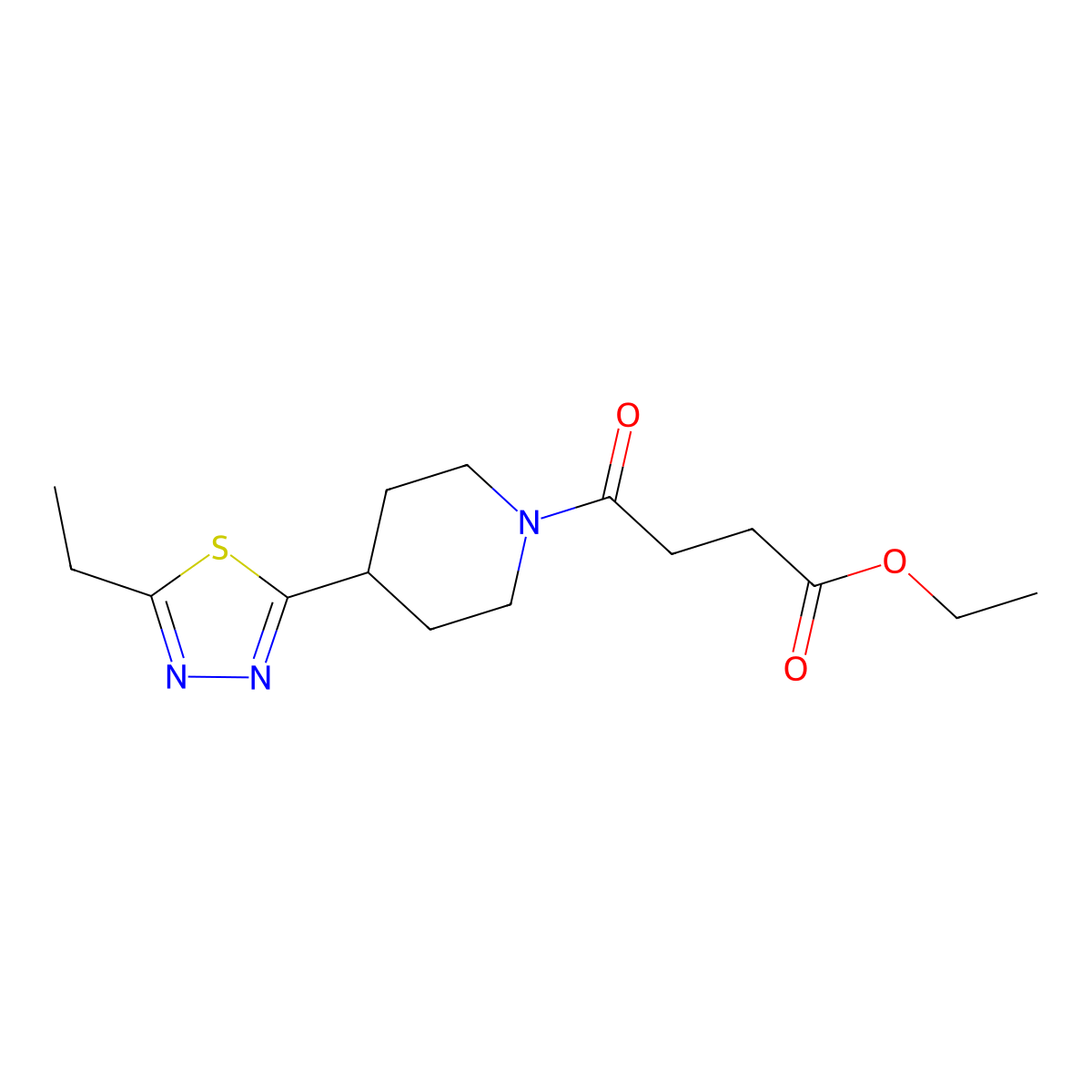 Ethyl 4-[4-(5-ethyl-1,3,4-thiadiazol-2-yl)piperidin-1-yl]-4-oxobutanoate molecular structure, CAS 1105230-43-0