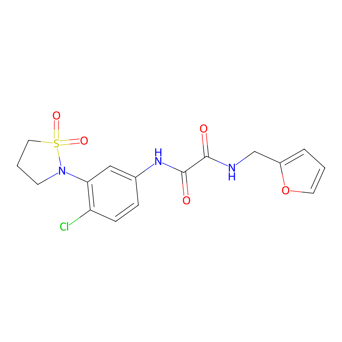 N1-(4-chloro-3-(1,1-dioxidoisothiazolidin-2-yl)phenyl)-N2-(furan-2-ylmethyl)oxalamide molecular structure, CAS 1105230-45-2
