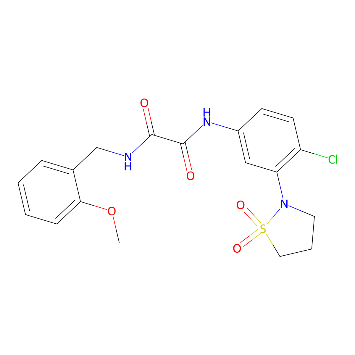 N1-(4-chloro-3-(1,1-dioxidoisothiazolidin-2-yl)phenyl)-N2-(2-methoxybenzyl)oxalamide molecular structure, CAS 1105230-52-1