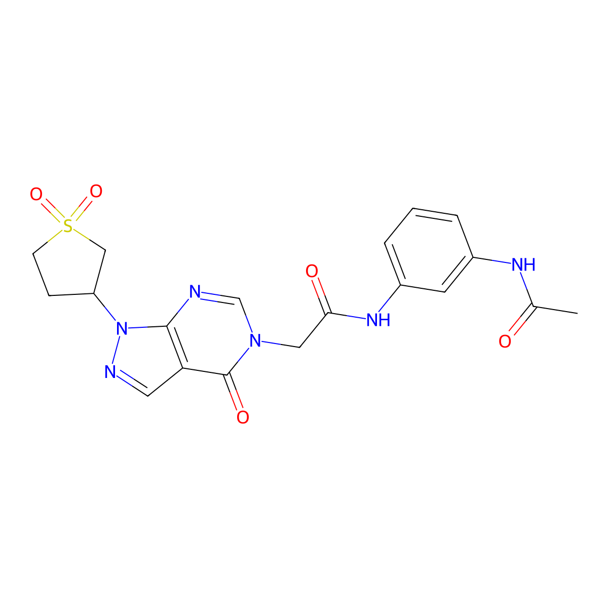N-(3-acetamidophenyl)-2-(1-(1,1-dioxidotetrahydrothiophen-3-yl)-4-oxo-1H-pyrazolo[3,4-d]pyrimidin-5(4H)-yl)acetamide molecular structure, CAS 1105230-55-4