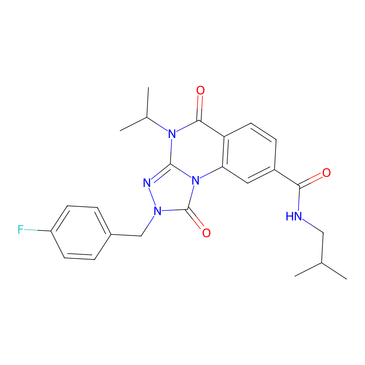 2-(4-fluorobenzyl)-N-isobutyl-4-isopropyl-1,5-dioxo-1,2,4,5-tetrahydro[1,2,4]triazolo[4,3-a]quinazoline-8-carboxamide molecular structure, CAS 1105230-56-5