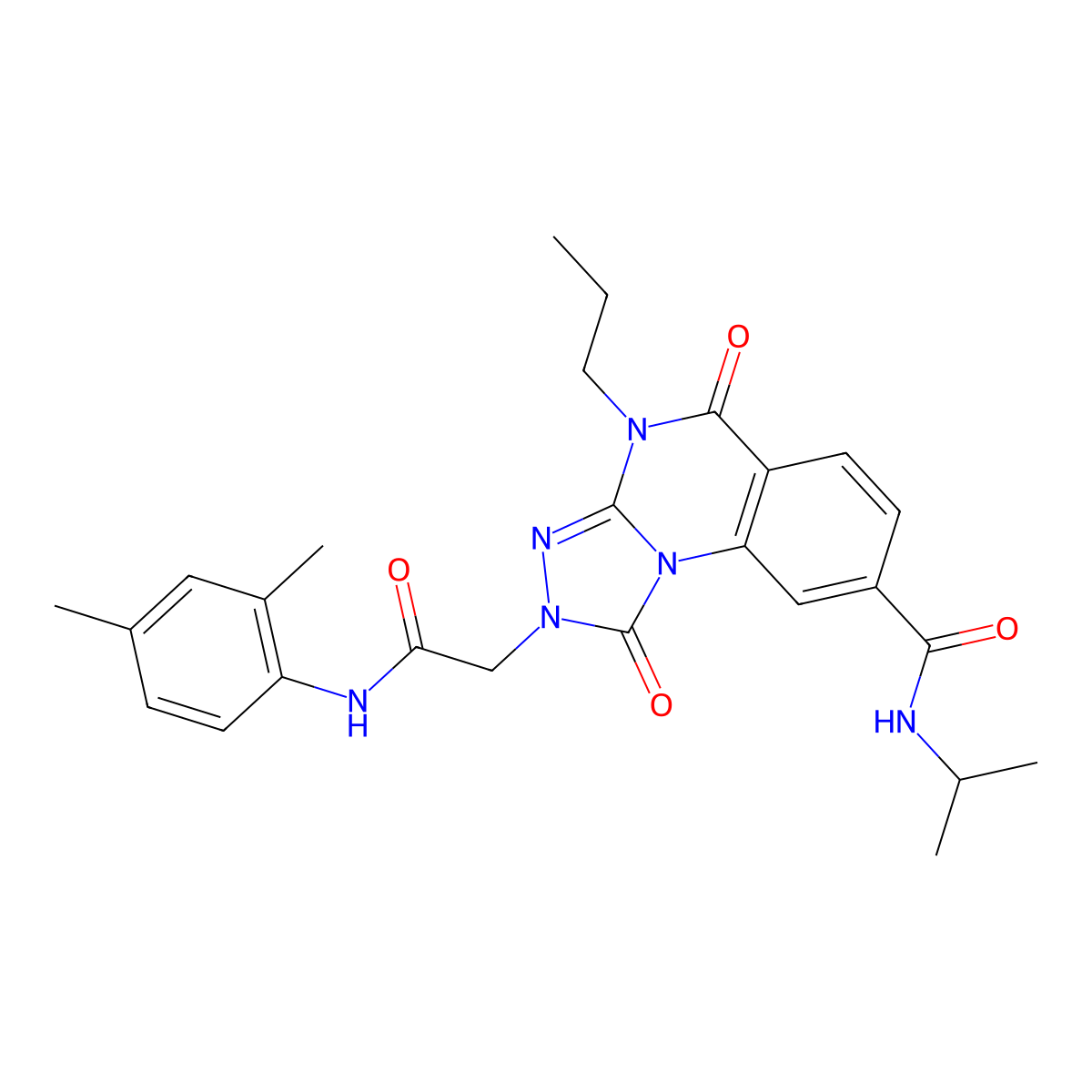 2-(2-((2,4-dimethylphenyl)amino)-2-oxoethyl)-N-isopropyl-1,5-dioxo-4-propyl-1,2,4,5-tetrahydro-[1,2,4]triazolo[4,3-a]quinazoline-8-carboxamide molecular structure, CAS 1105230-57-6