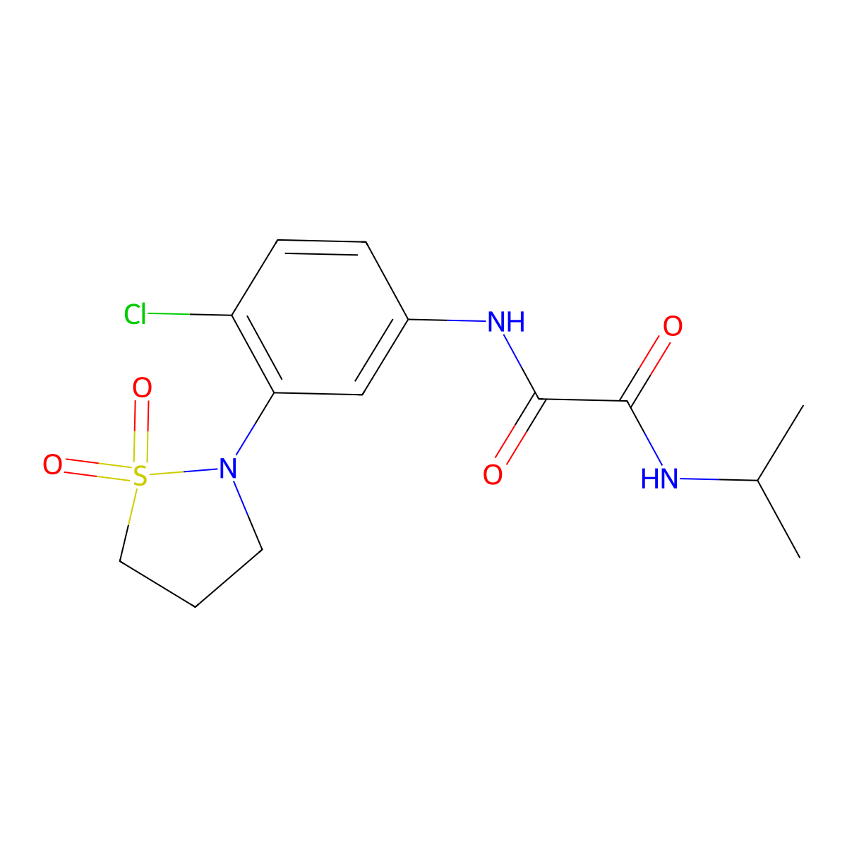 N1-(4-chloro-3-(1,1-dioxidoisothiazolidin-2-yl)phenyl)-N2-isopropyloxalamide molecular structure, CAS 1105230-60-1
