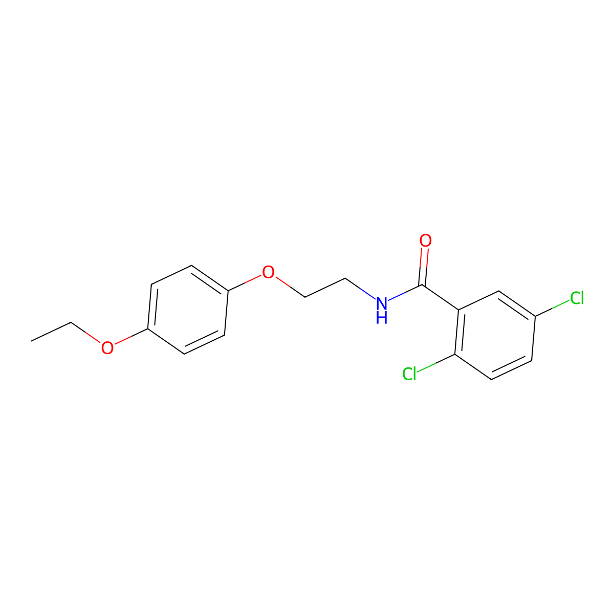 2,5-dichloro-N-[2-(4-ethoxyphenoxy)ethyl]benzamide molecular structure, CAS 1105230-61-2