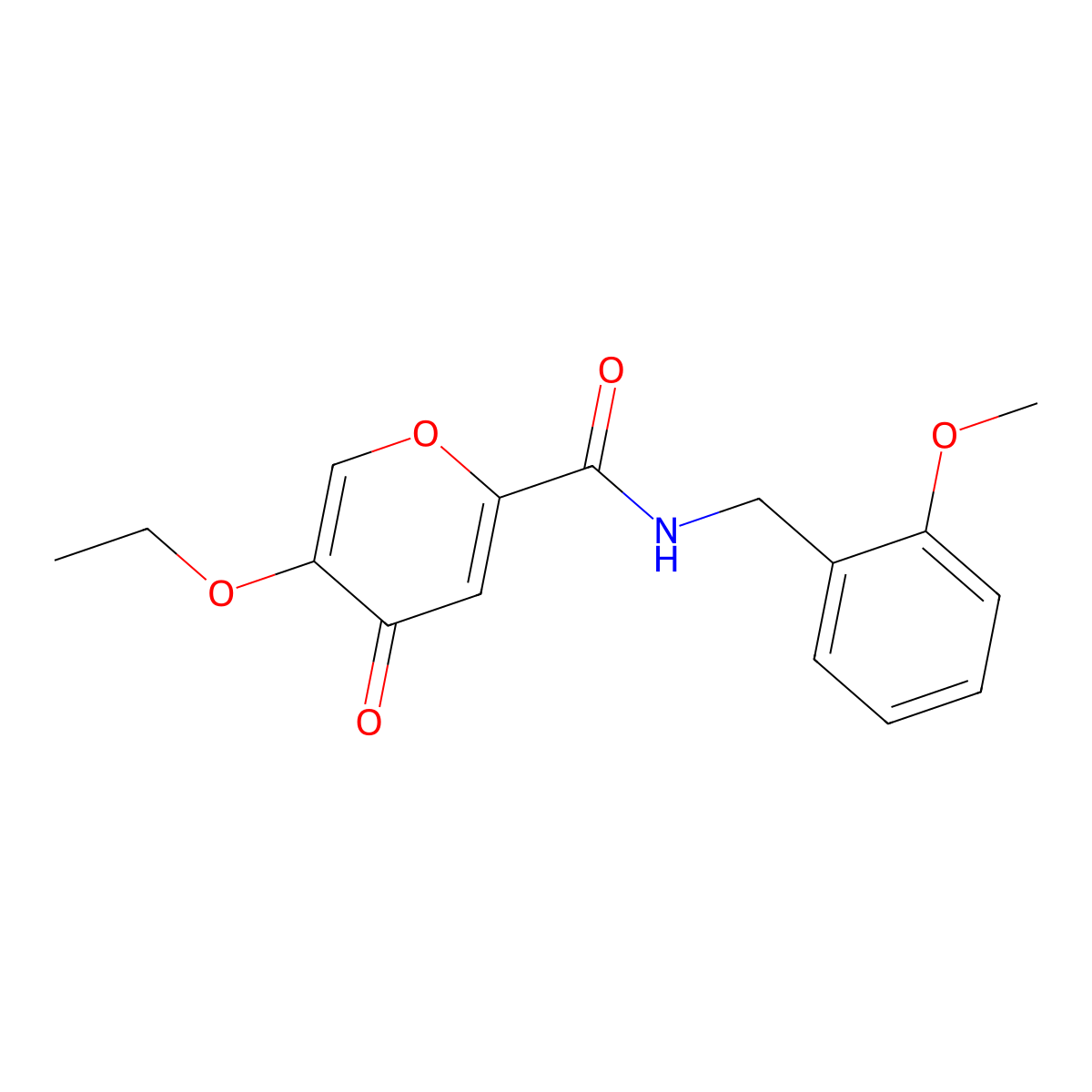 5-ethoxy-N-(2-methoxybenzyl)-4-oxo-4H-pyran-2-carboxamide molecular structure, CAS 1105230-62-3