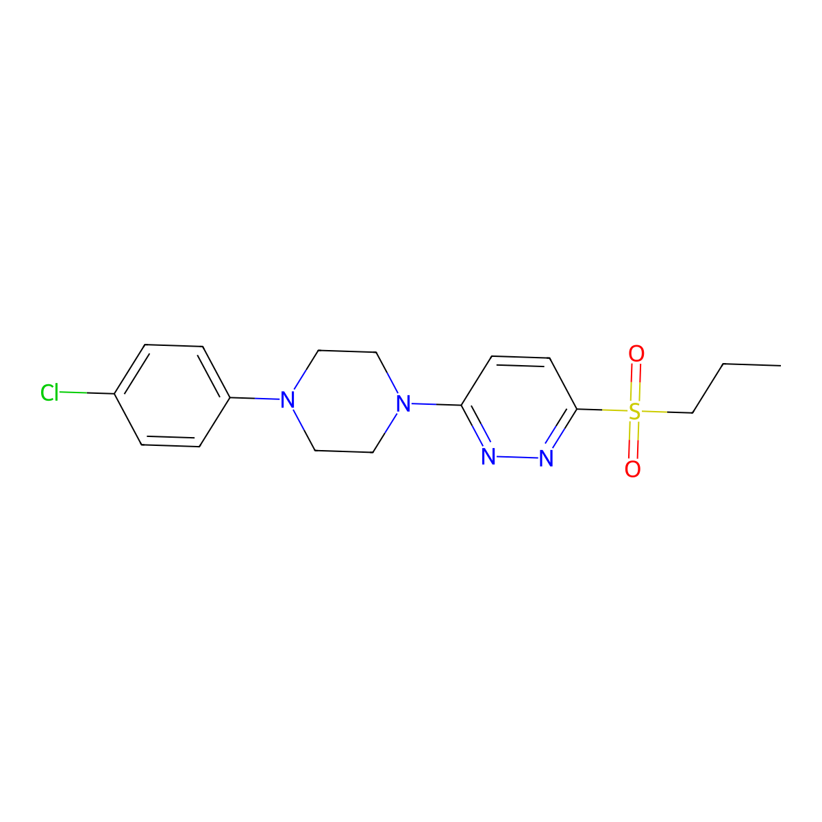 3-(4-(4-Chlorophenyl)piperazin-1-yl)-6-(propylsulfonyl)pyridazine molecular structure, CAS 1105230-64-5