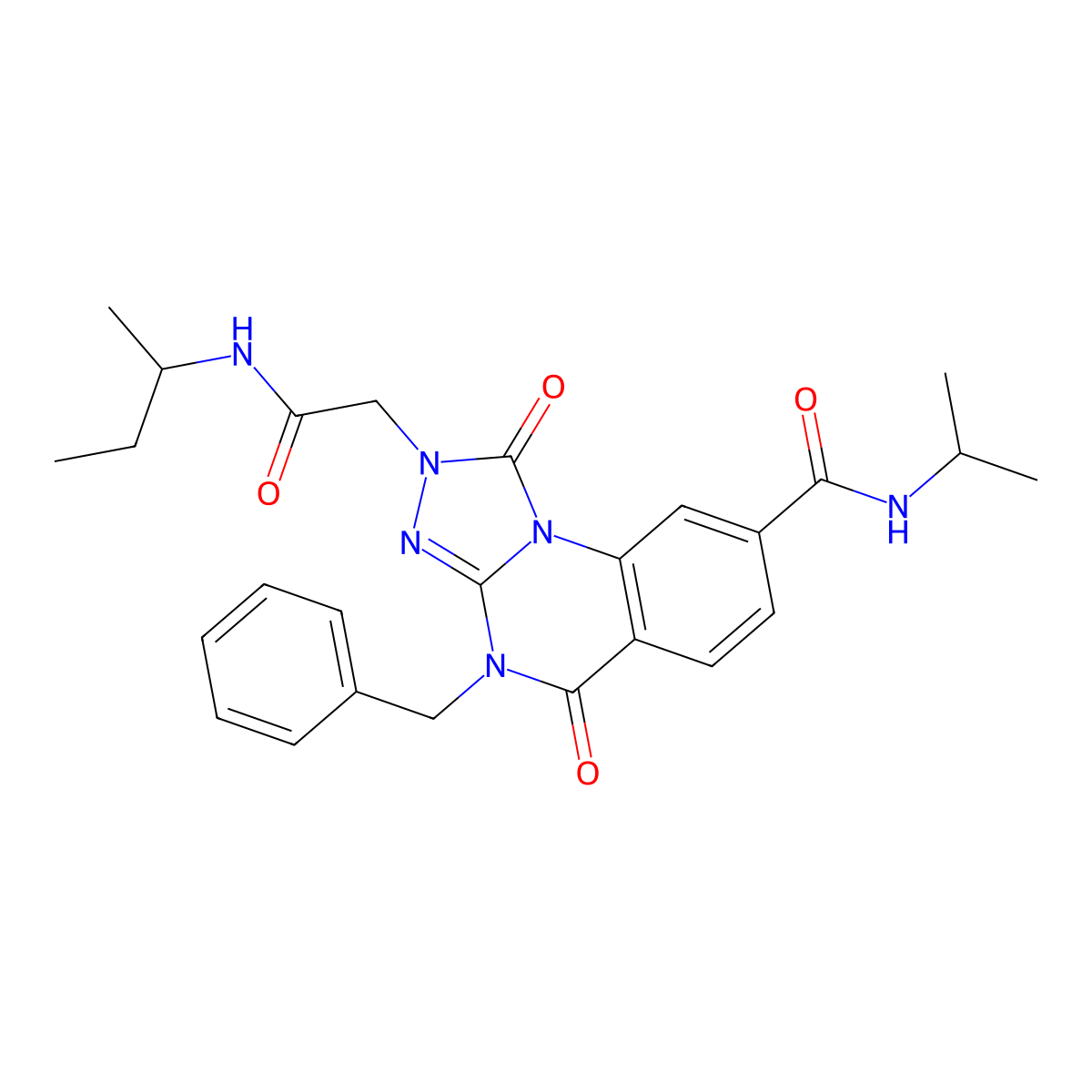 4-benzyl-2-(2-(sec-butylamino)-2-oxoethyl)-N-isopropyl-1,5-dioxo-1,2,4,5-tetrahydro-[1,2,4]triazolo[4,3-a]quinazoline-8-carboxamide molecular structure, CAS 1105230-73-6
