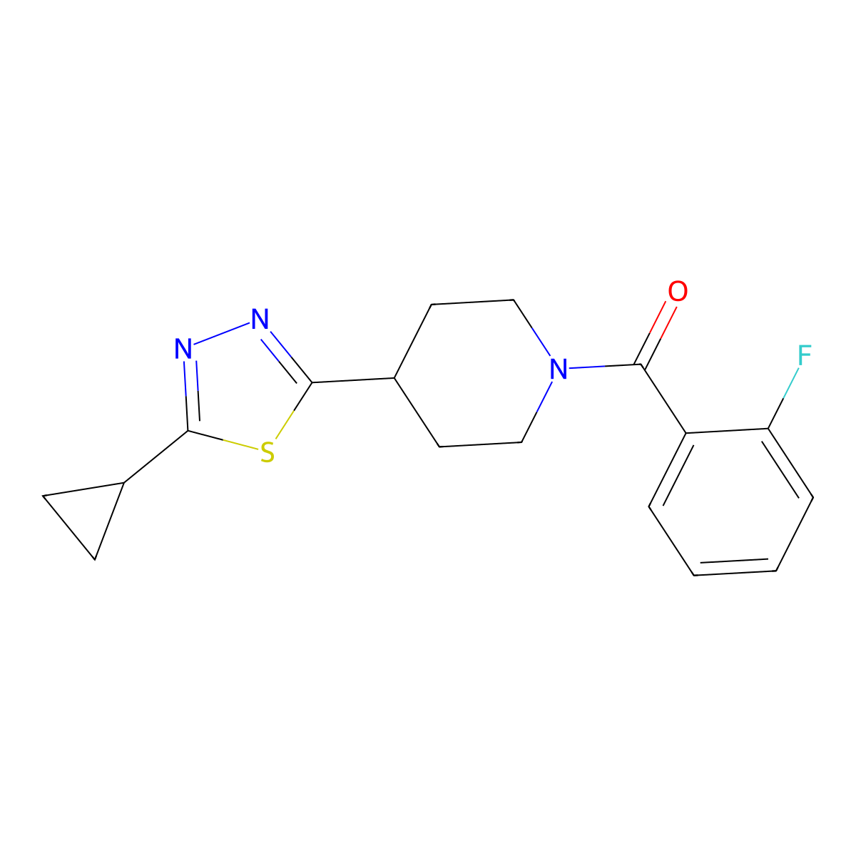 (4-(5-Cyclopropyl-1,3,4-thiadiazol-2-yl)piperidin-1-yl)(2-fluorophenyl)methanone molecular structure, CAS 1105230-74-7