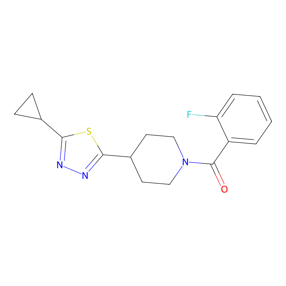 (4-(5-Cyclopropyl-1,3,4-thiadiazol-2-yl)piperidin-1-yl)(2-fluorophenyl)methanone molecular structure, CAS 1105230-74-7
