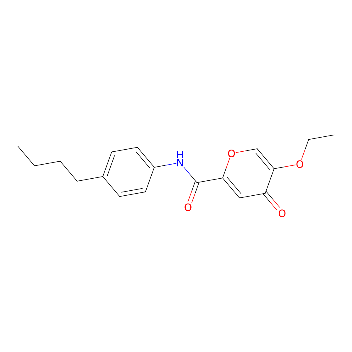 N-(4-butylphenyl)-5-ethoxy-4-oxo-4H-pyran-2-carboxamide molecular structure, CAS 1105230-78-1