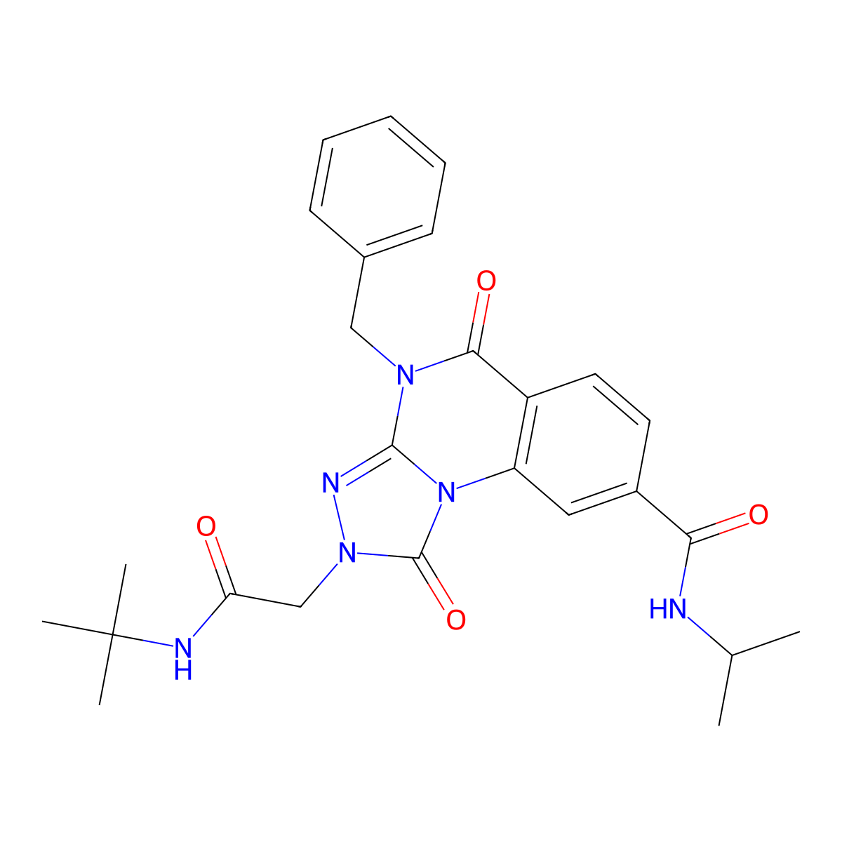 4-benzyl-2-(2-(tert-butylamino)-2-oxoethyl)-N-isopropyl-1,5-dioxo-1,2,4,5-tetrahydro-[1,2,4]triazolo[4,3-a]quinazoline-8-carboxamide molecular structure, CAS 1105230-81-6