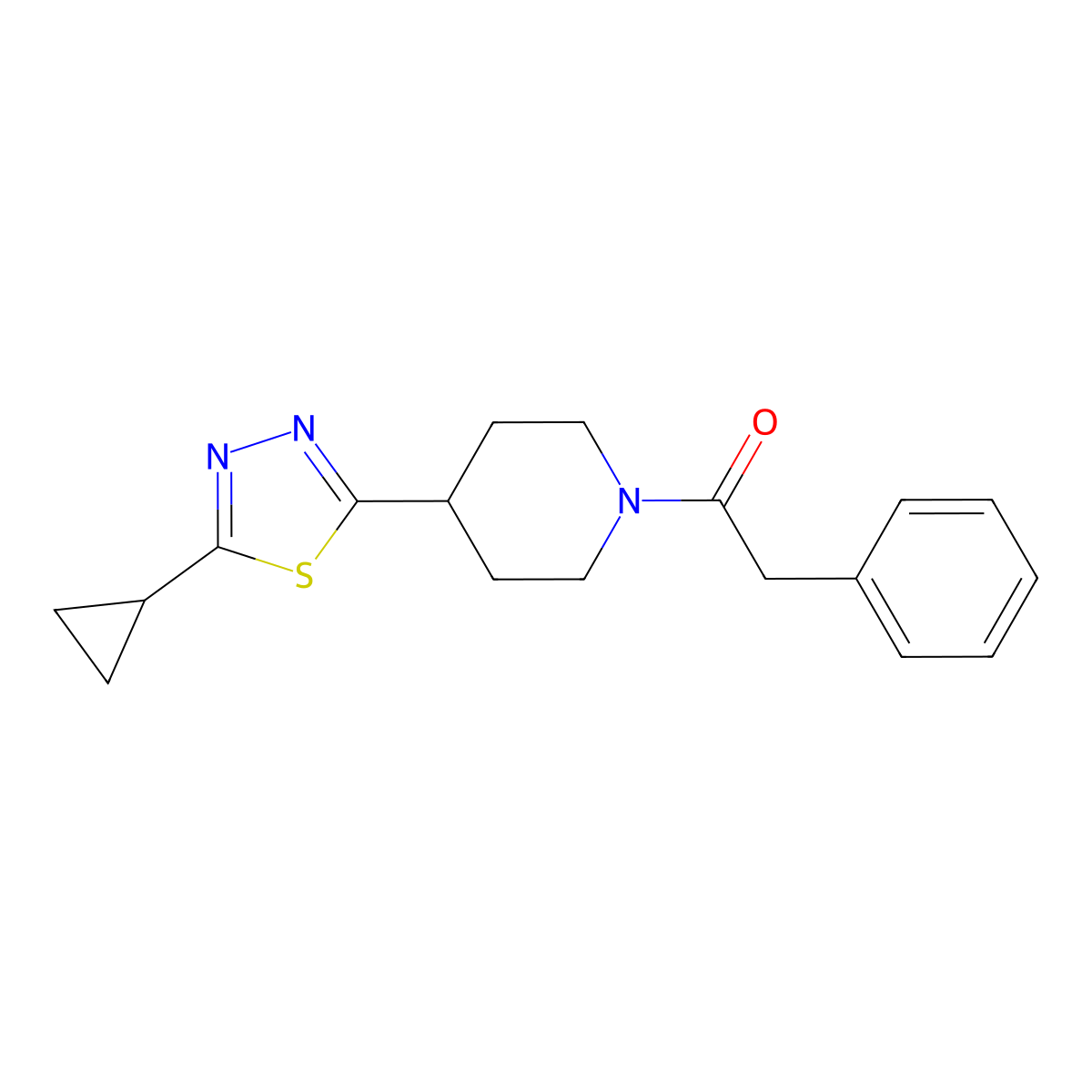 1-(4-(5-Cyclopropyl-1,3,4-thiadiazol-2-yl)piperidin-1-yl)-2-phenylethanone molecular structure, CAS 1105230-82-7