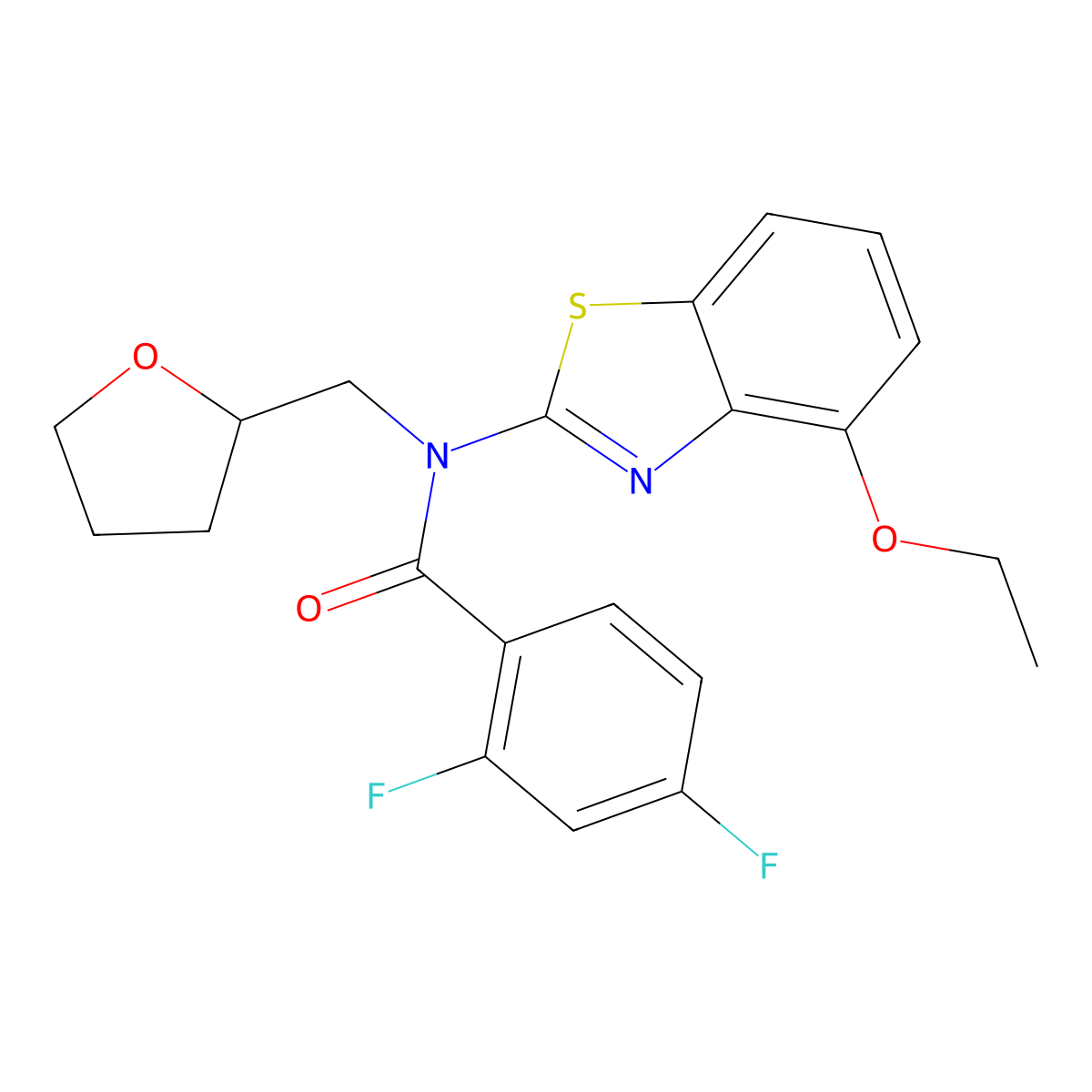 N-(4-ethoxybenzo[d]thiazol-2-yl)-2,4-difluoro-N-((tetrahydrofuran-2-yl)methyl)benzamide molecular structure, CAS 1105230-84-9