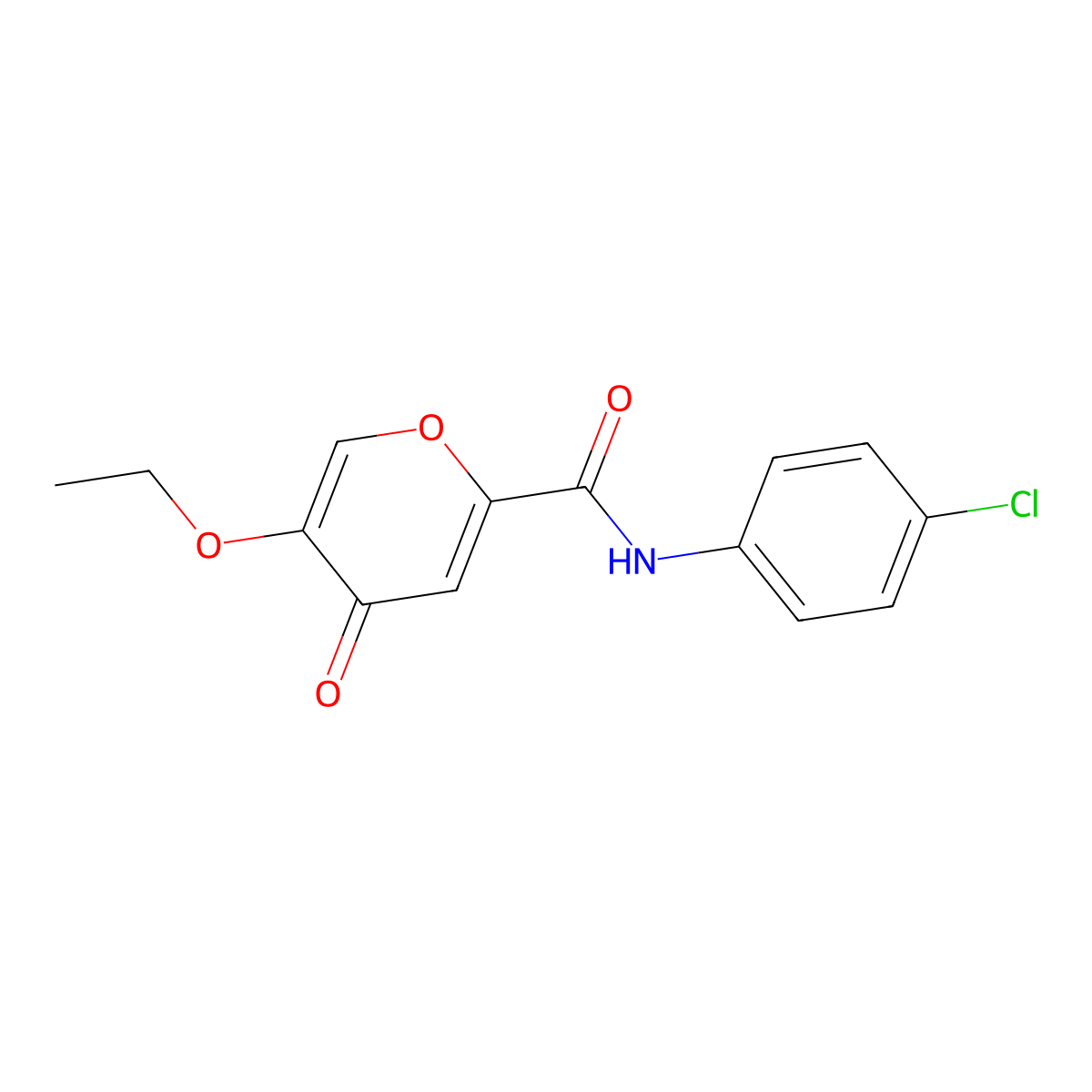 N-(4-chlorophenyl)-5-ethoxy-4-oxo-4H-pyran-2-carboxamide molecular structure, CAS 1105230-86-1