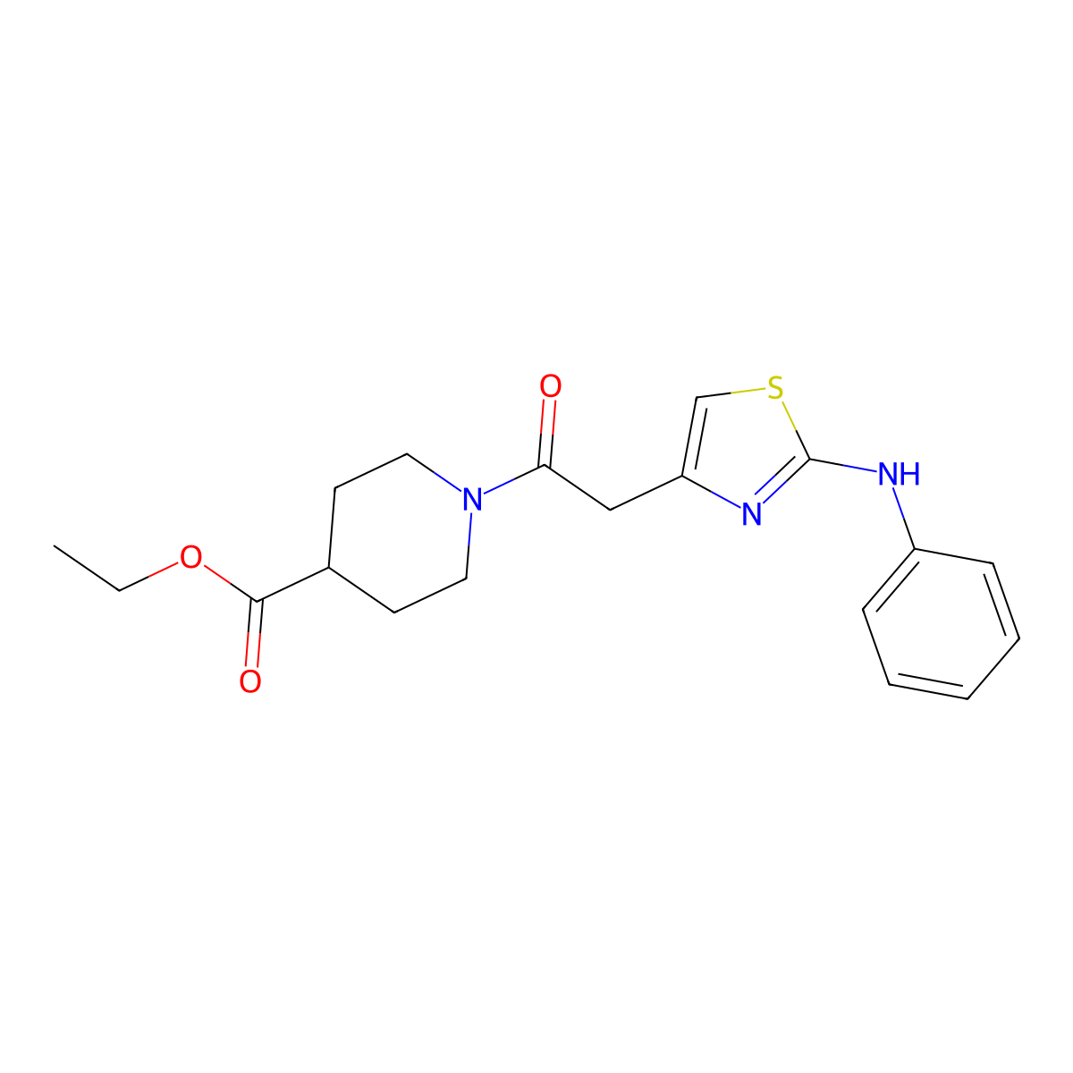 Ethyl 1-(2-(2-(phenylamino)thiazol-4-yl)acetyl)piperidine-4-carboxylate molecular structure, CAS 1105230-87-2