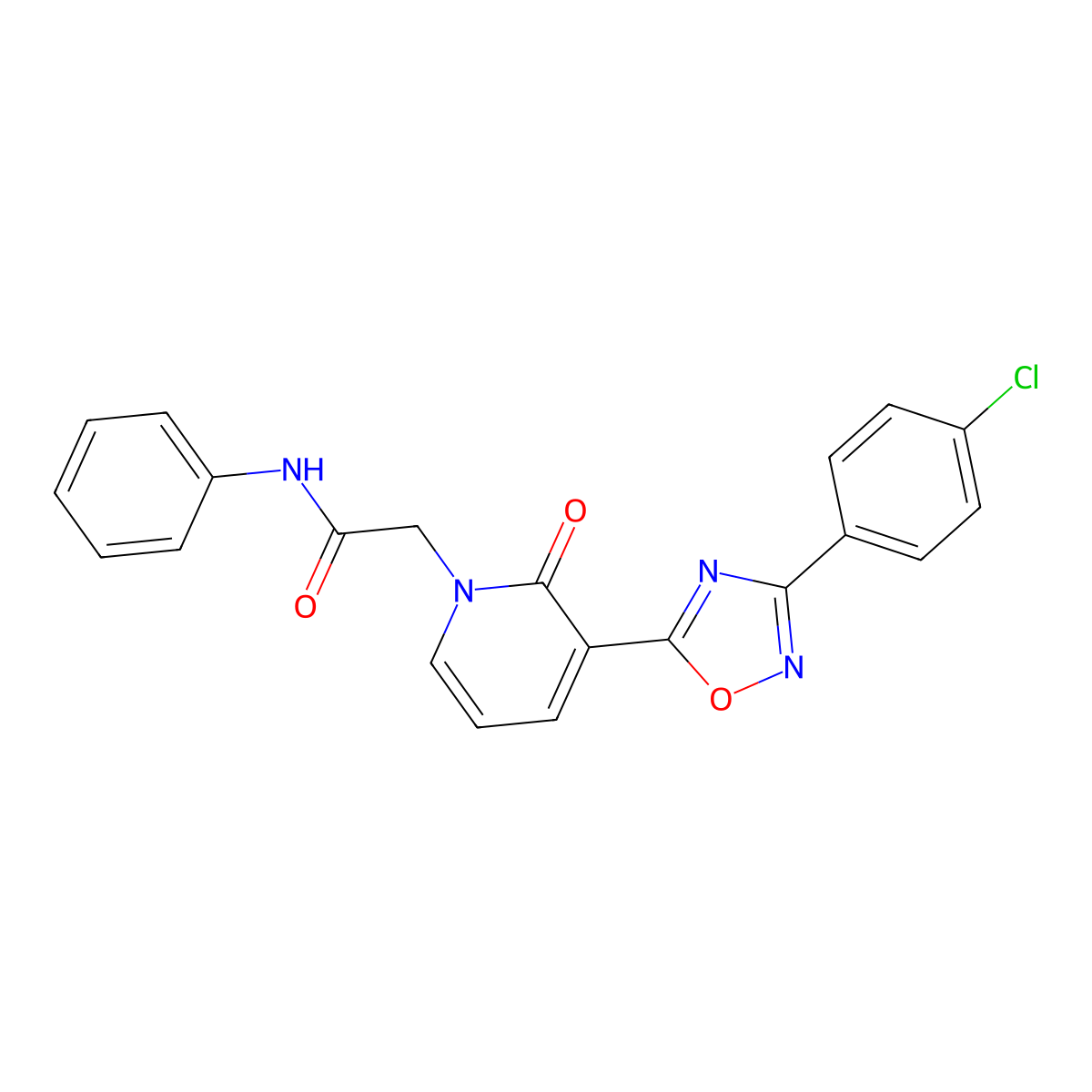 2-(3-(3-(4-chlorophenyl)-1,2,4-oxadiazol-5-yl)-2-oxopyridin-1(2H)-yl)-N-phenylacetamide molecular structure, CAS 1105230-88-3