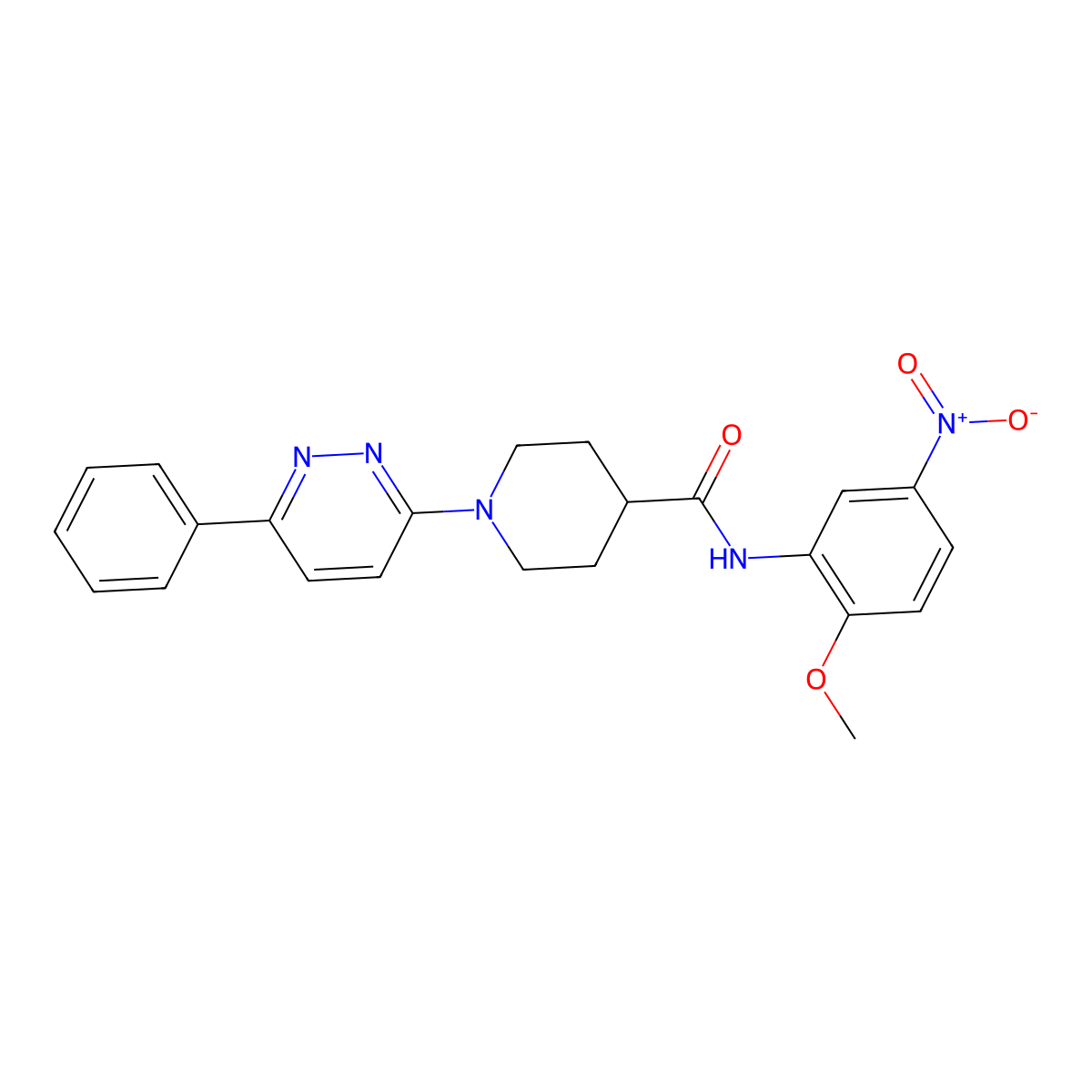 N-(2-methoxy-5-nitrophenyl)-1-(6-phenylpyridazin-3-yl)piperidine-4-carboxamide molecular structure, CAS 1105230-91-8