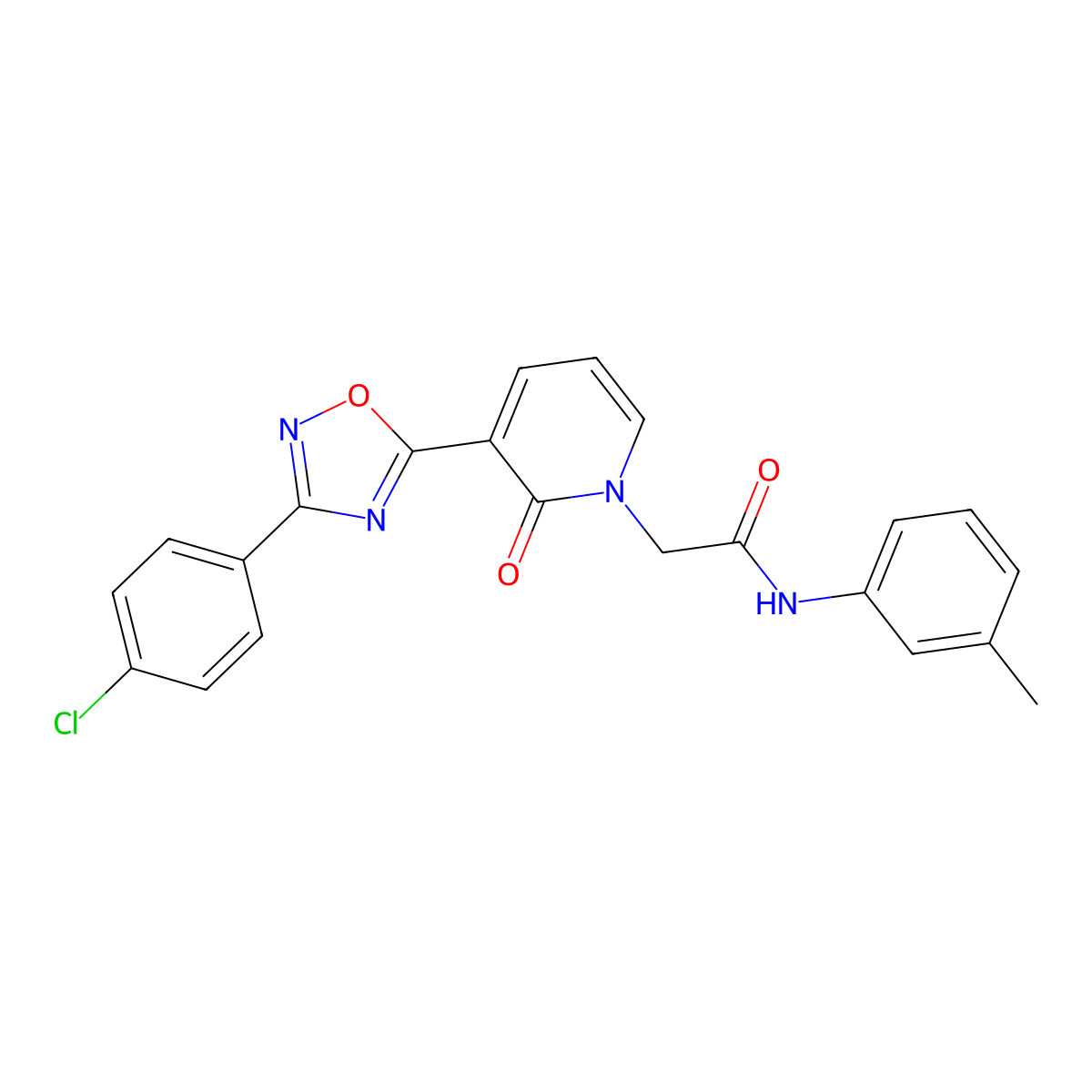 2-[3-[3-(4-chlorophenyl)-1,2,4-oxadiazol-5-yl]-2-oxopyridin-1(2H)-yl]-N-(3-methylphenyl)acetamide molecular structure, CAS 1105230-96-3