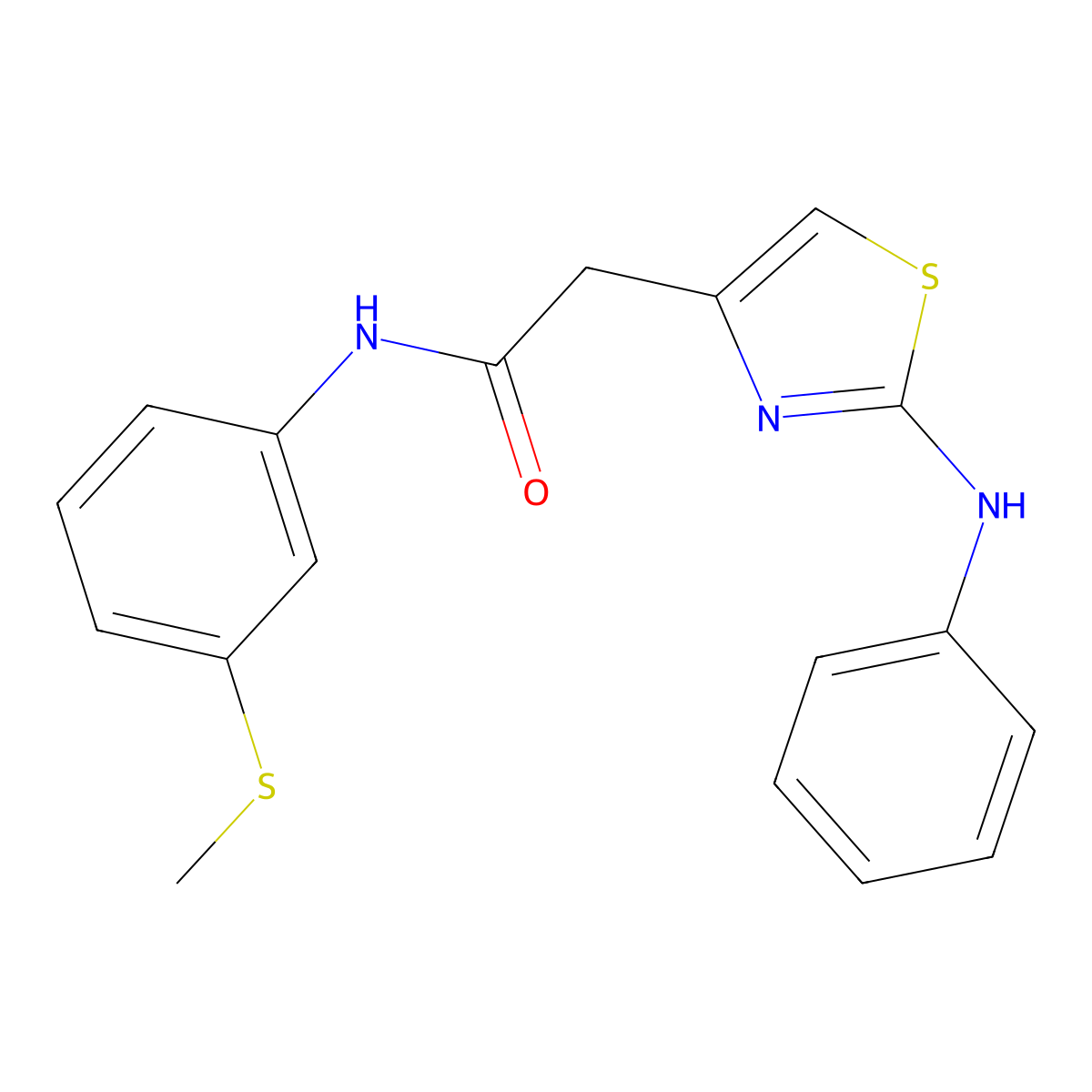 N-(3-(methylthio)phenyl)-2-(2-(phenylamino)thiazol-4-yl)acetamide molecular structure, CAS 1105231-03-5