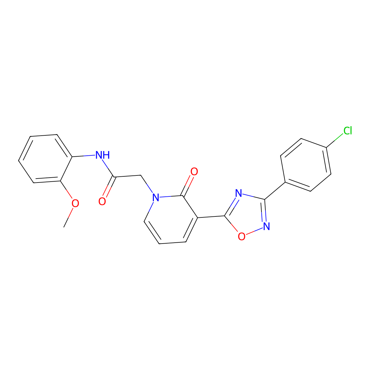 2-(3-(3-(4-chlorophenyl)-1,2,4-oxadiazol-5-yl)-2-oxopyridin-1(2H)-yl)-N-(2-methoxyphenyl)acetamide molecular structure, CAS 1105231-04-6